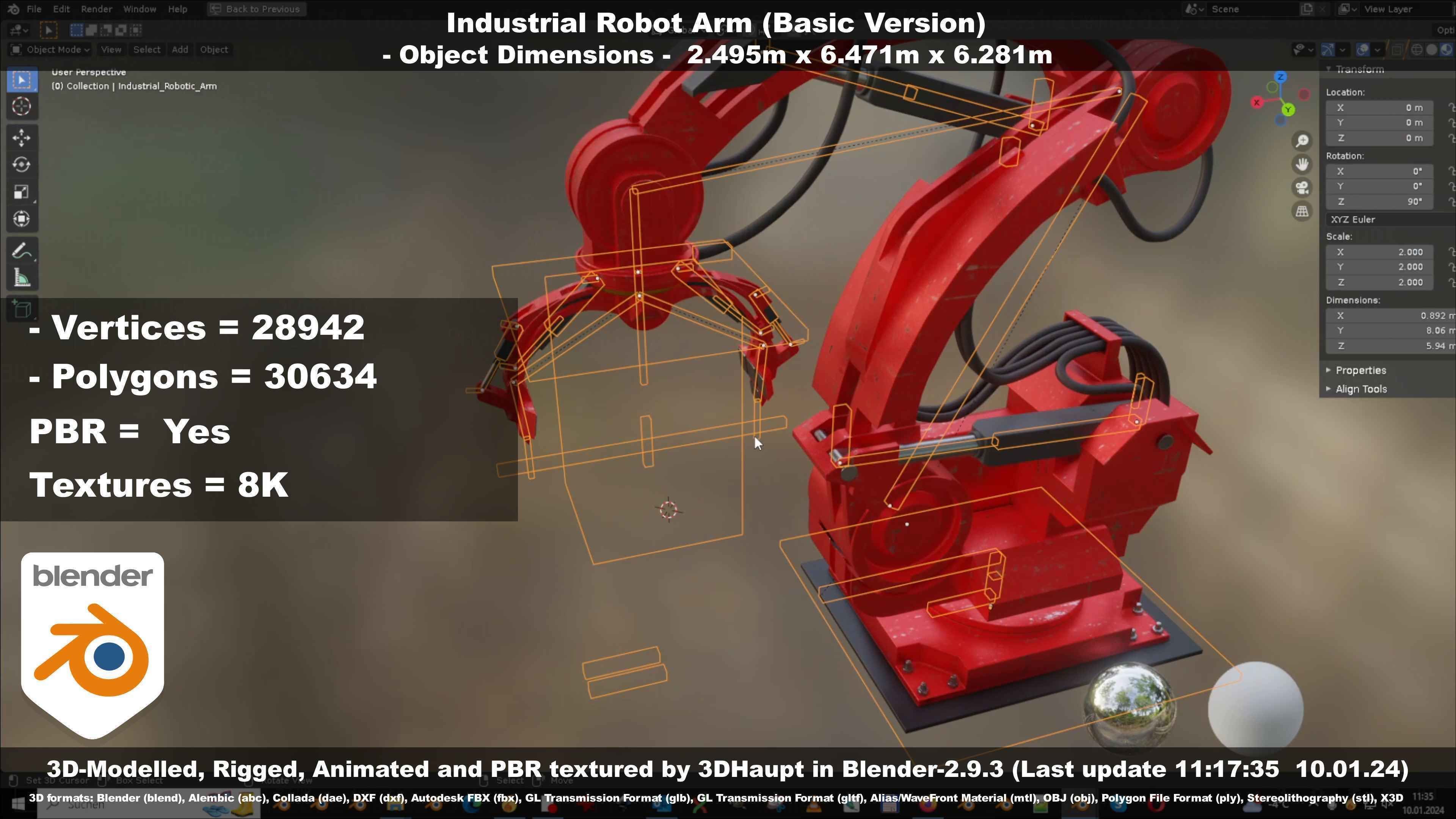 Industrial Robot Arm Basic Version Low-poly 3D model_31