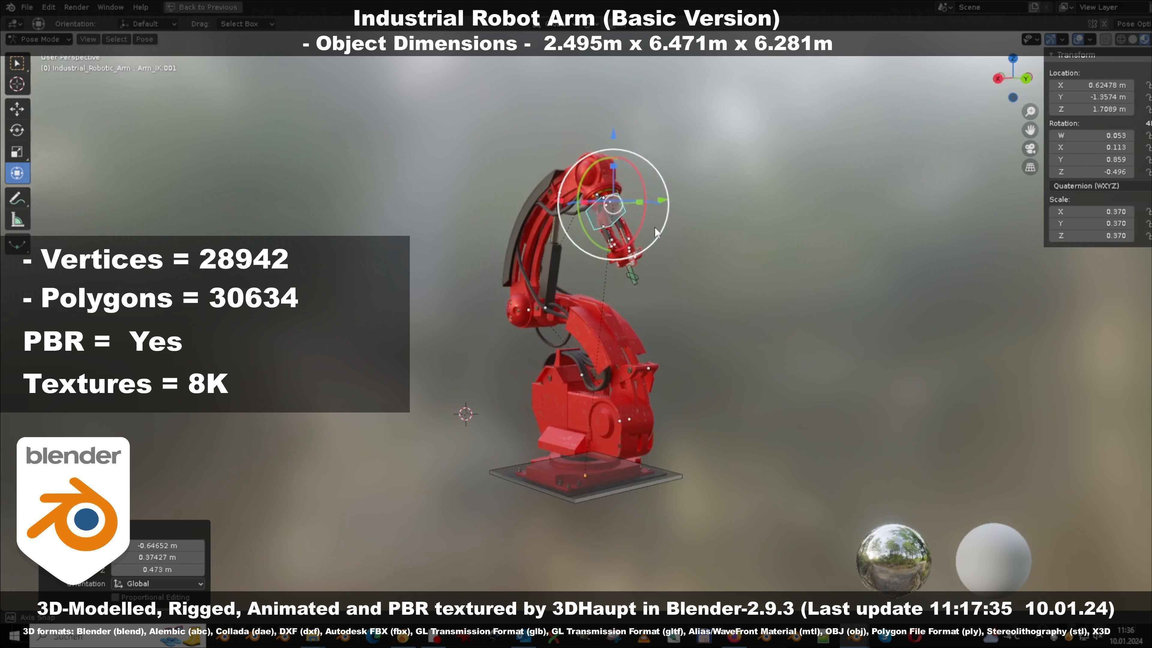Industrial Robot Arm Basic Version Low-poly 3D model_97