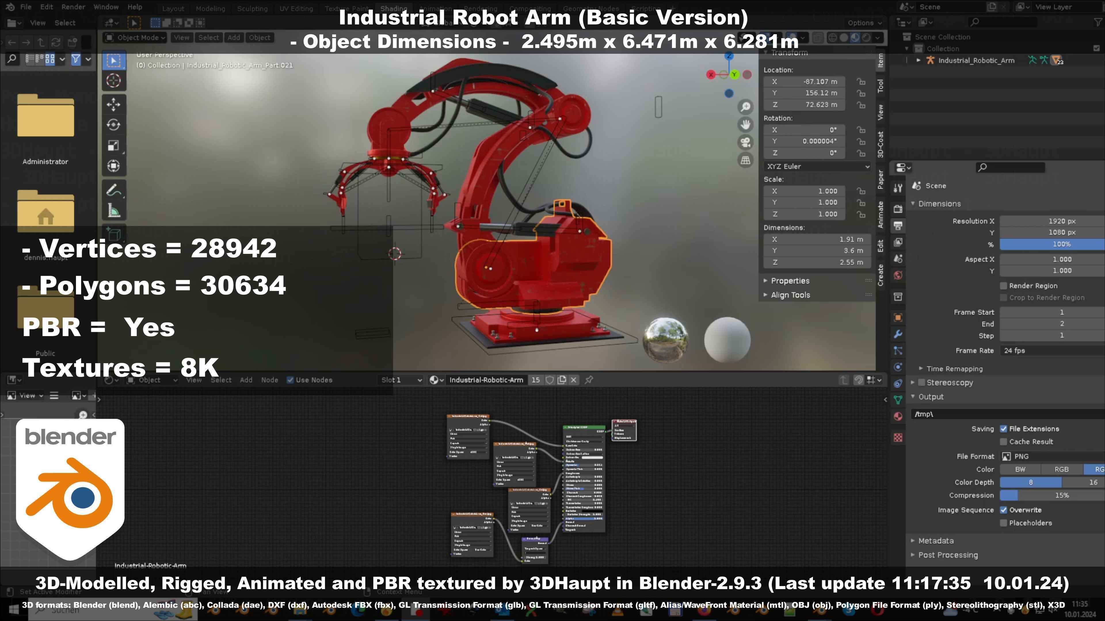 Industrial Robot Arm Basic Version Low-poly 3D model_29