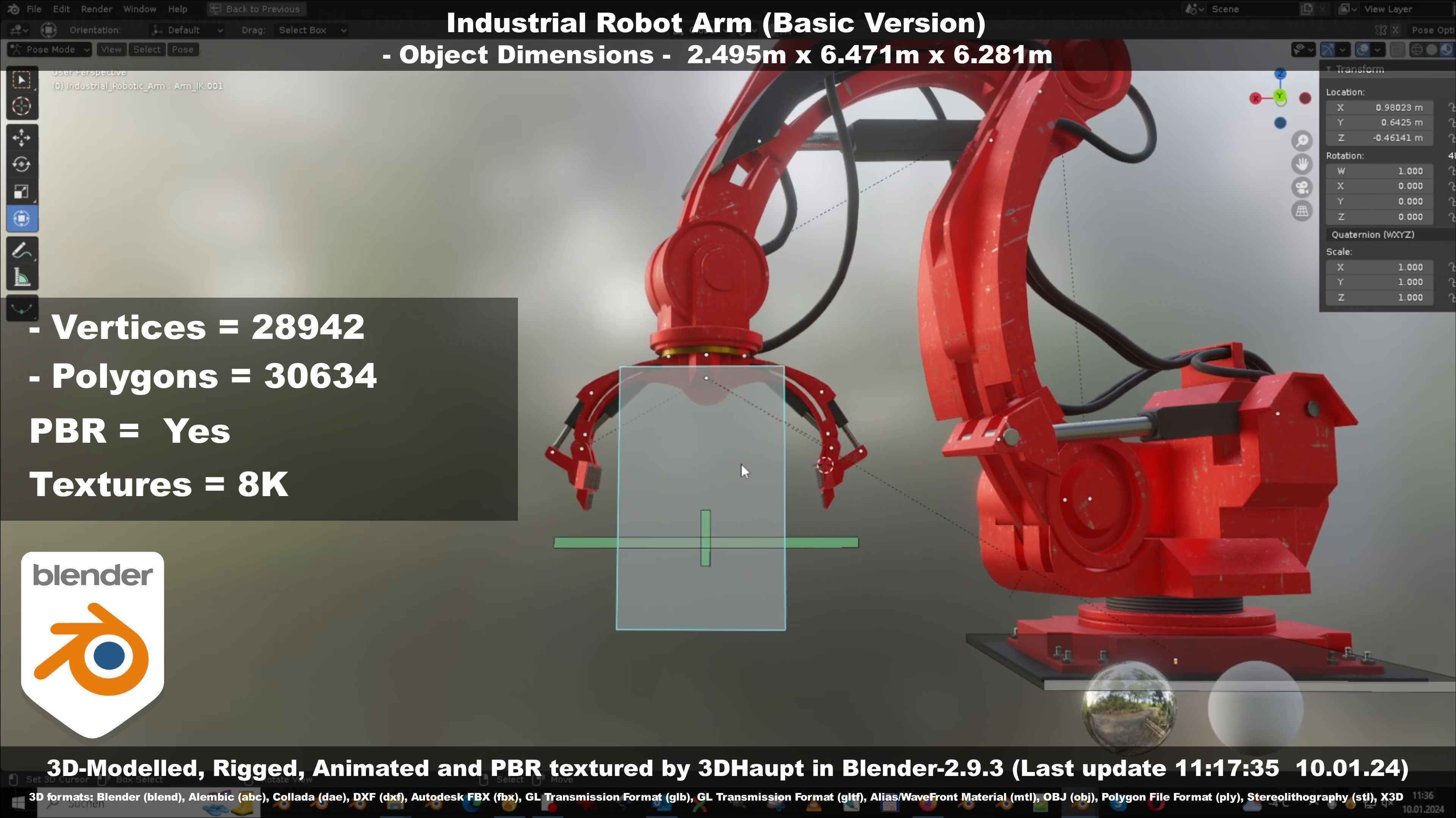 Industrial Robot Arm Basic Version Low-poly 3D model_85
