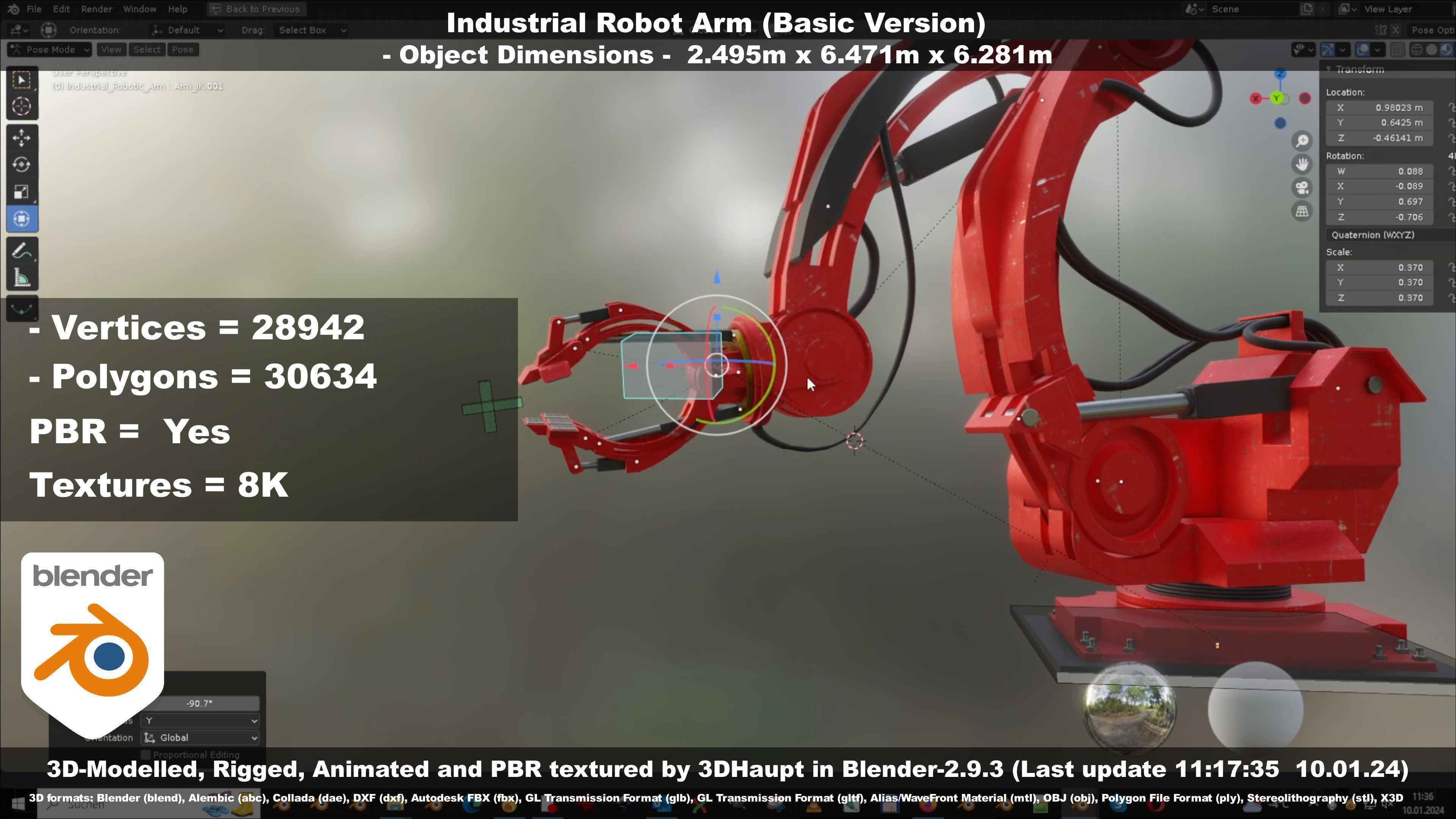 Industrial Robot Arm Basic Version Low-poly 3D model_43