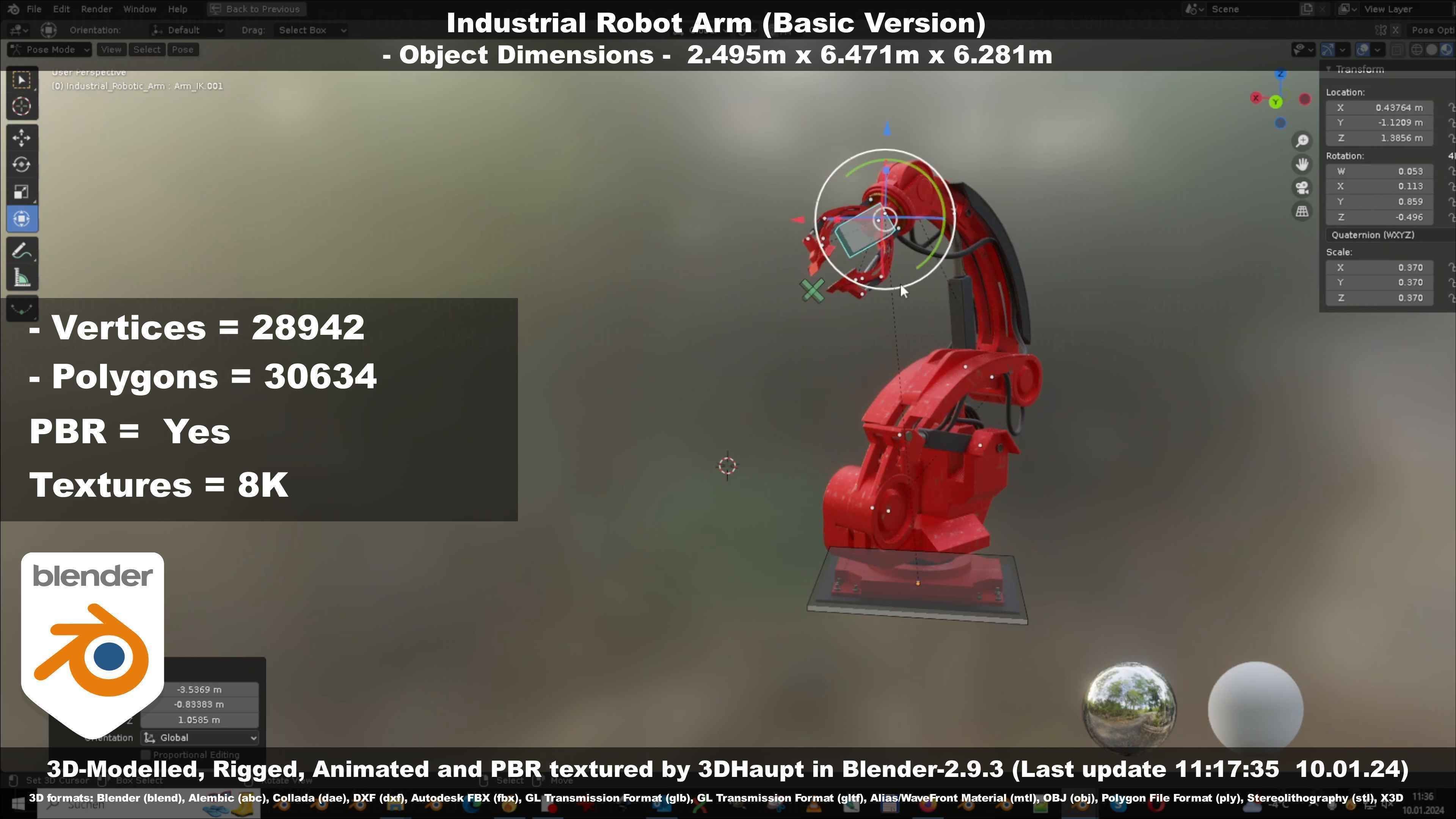 Industrial Robot Arm Basic Version Low-poly 3D model_96