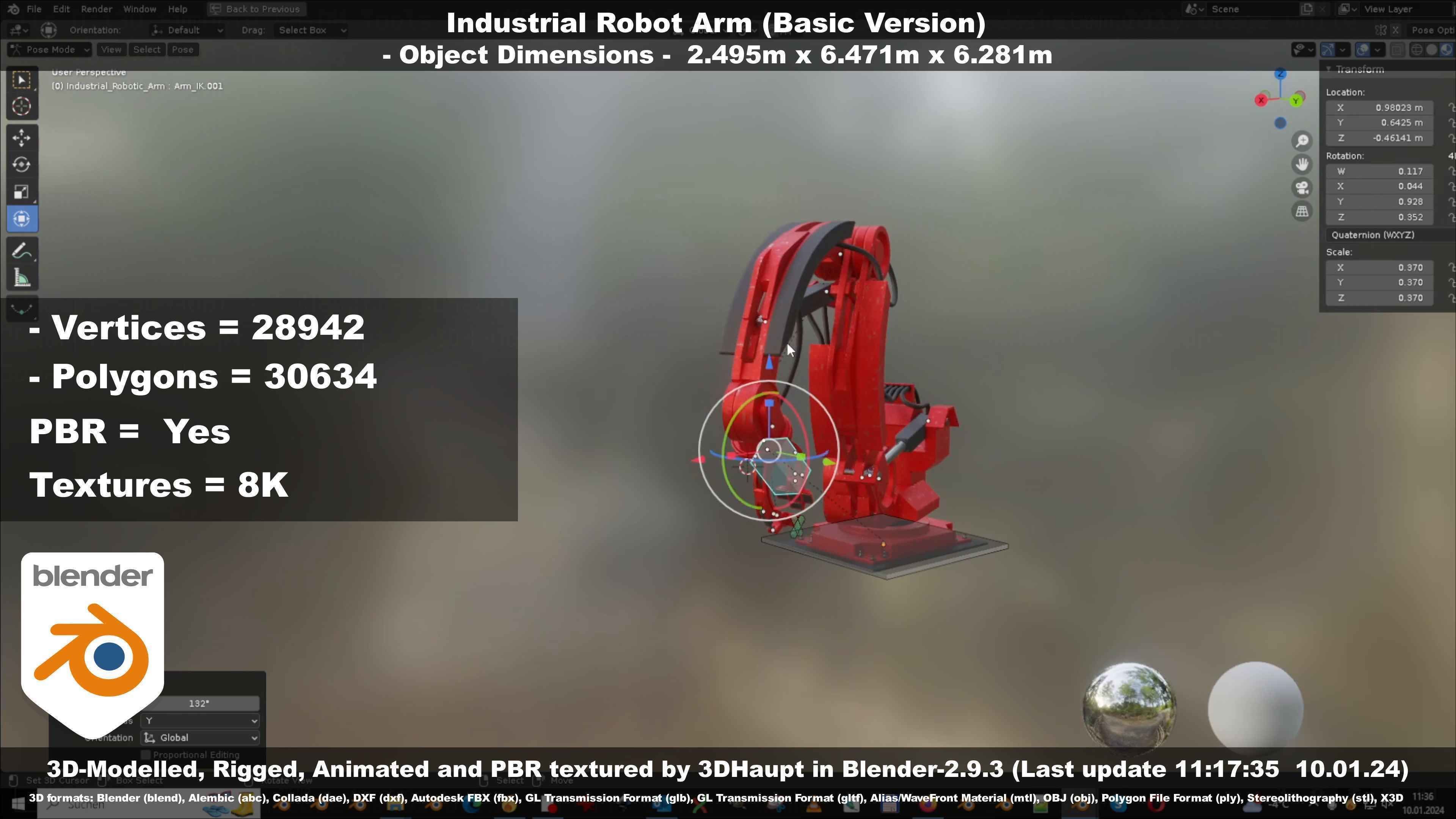 Industrial Robot Arm Basic Version Low-poly 3D model_95