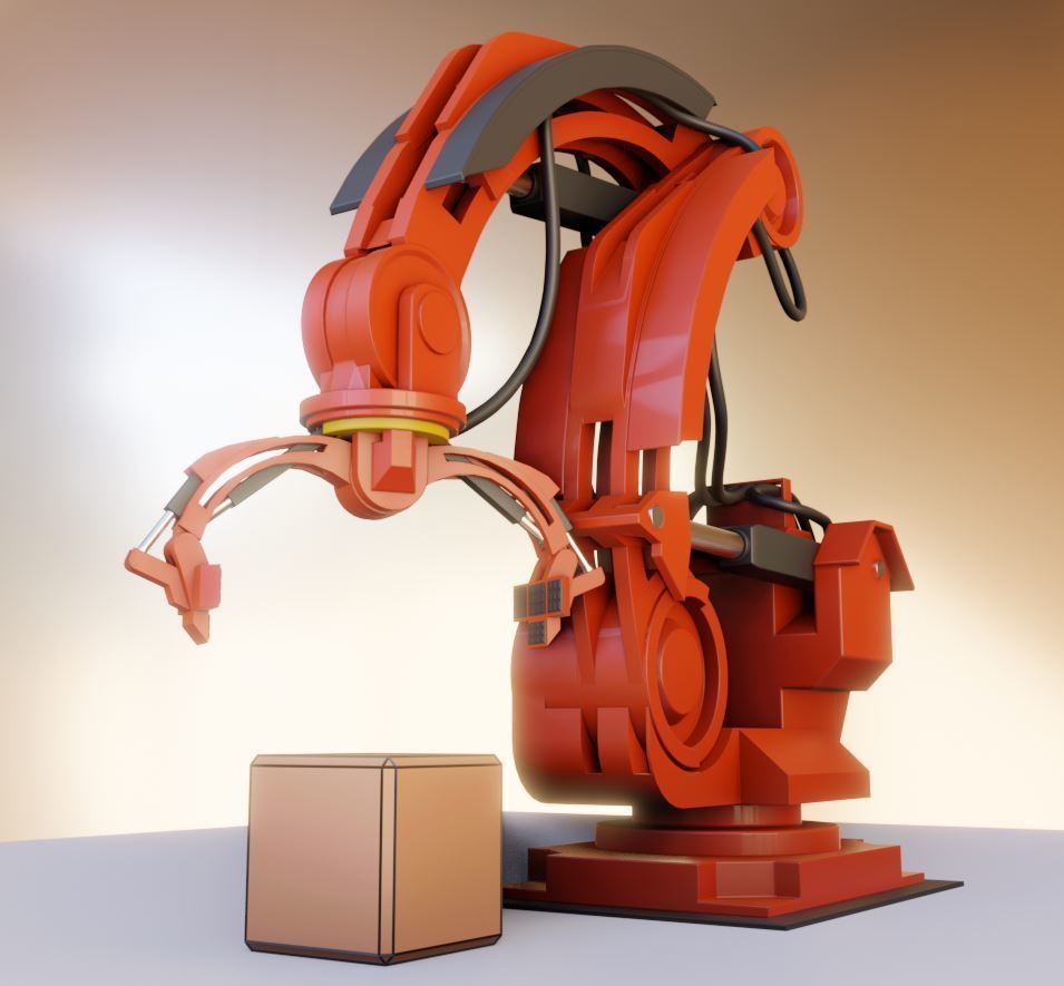 Industrial Robot Arm Basic Version Low-poly 3D model_17