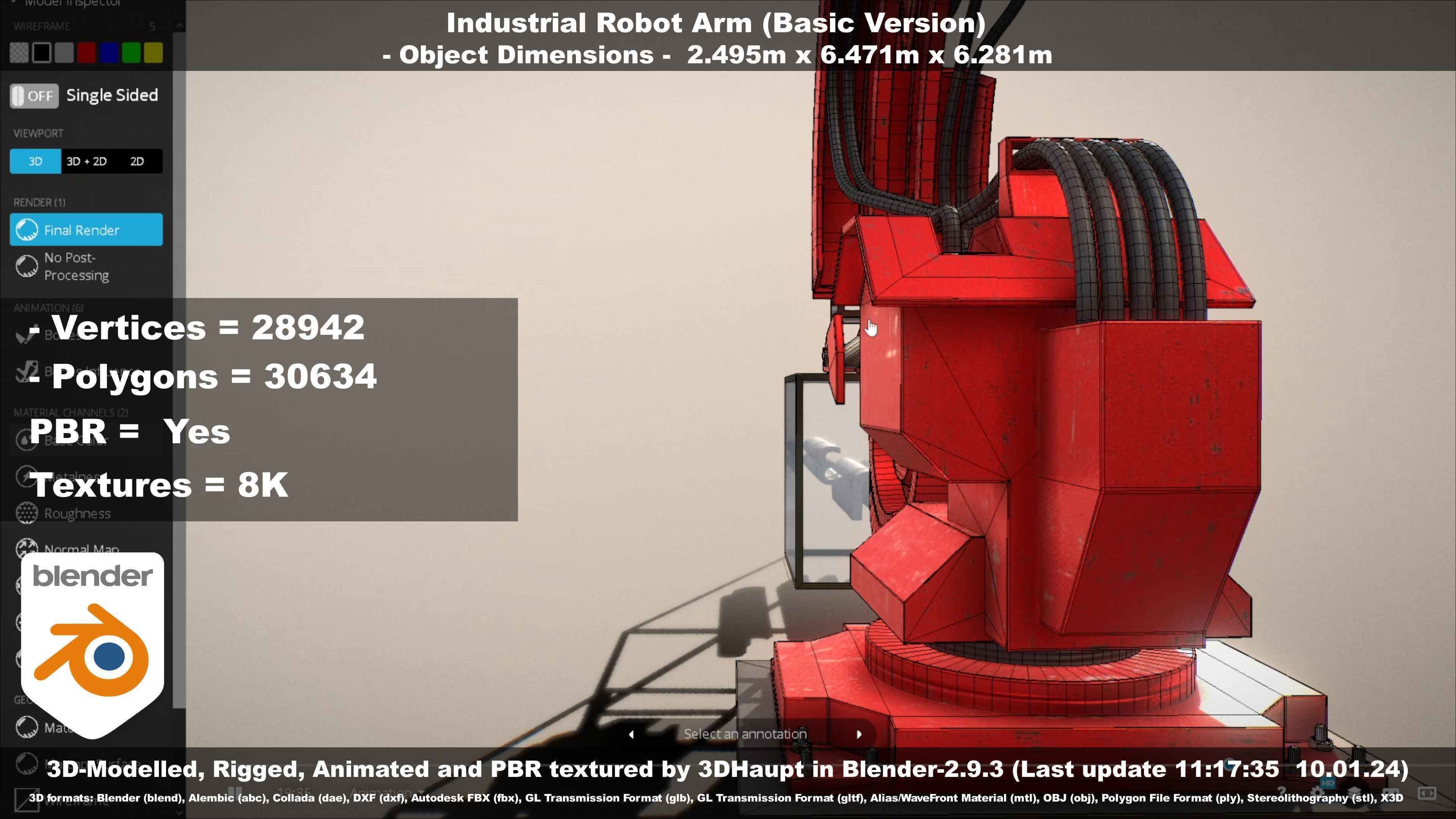 Industrial Robot Arm Basic Version Low-poly 3D model_123