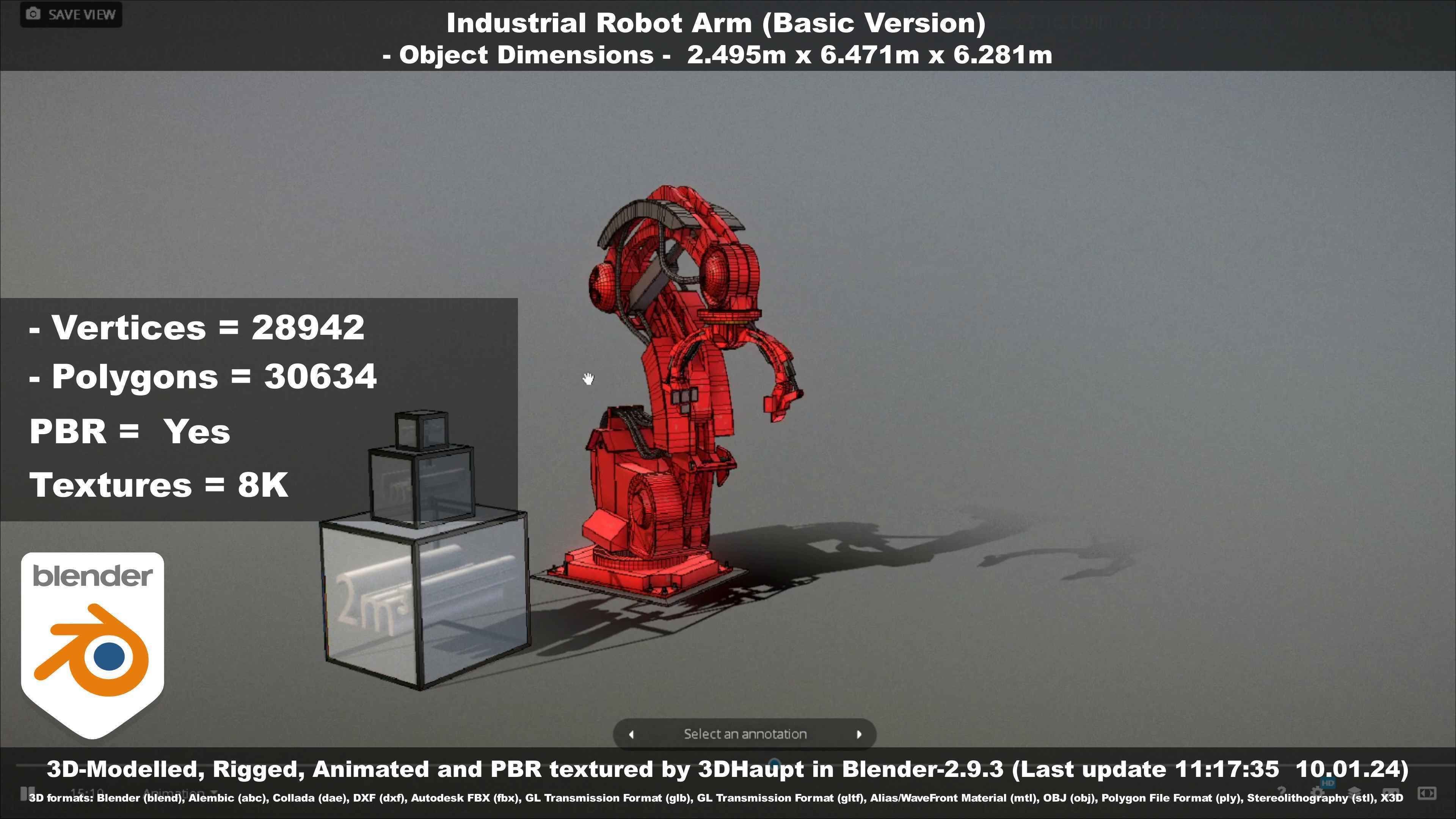 Industrial Robot Arm Basic Version Low-poly 3D model_90