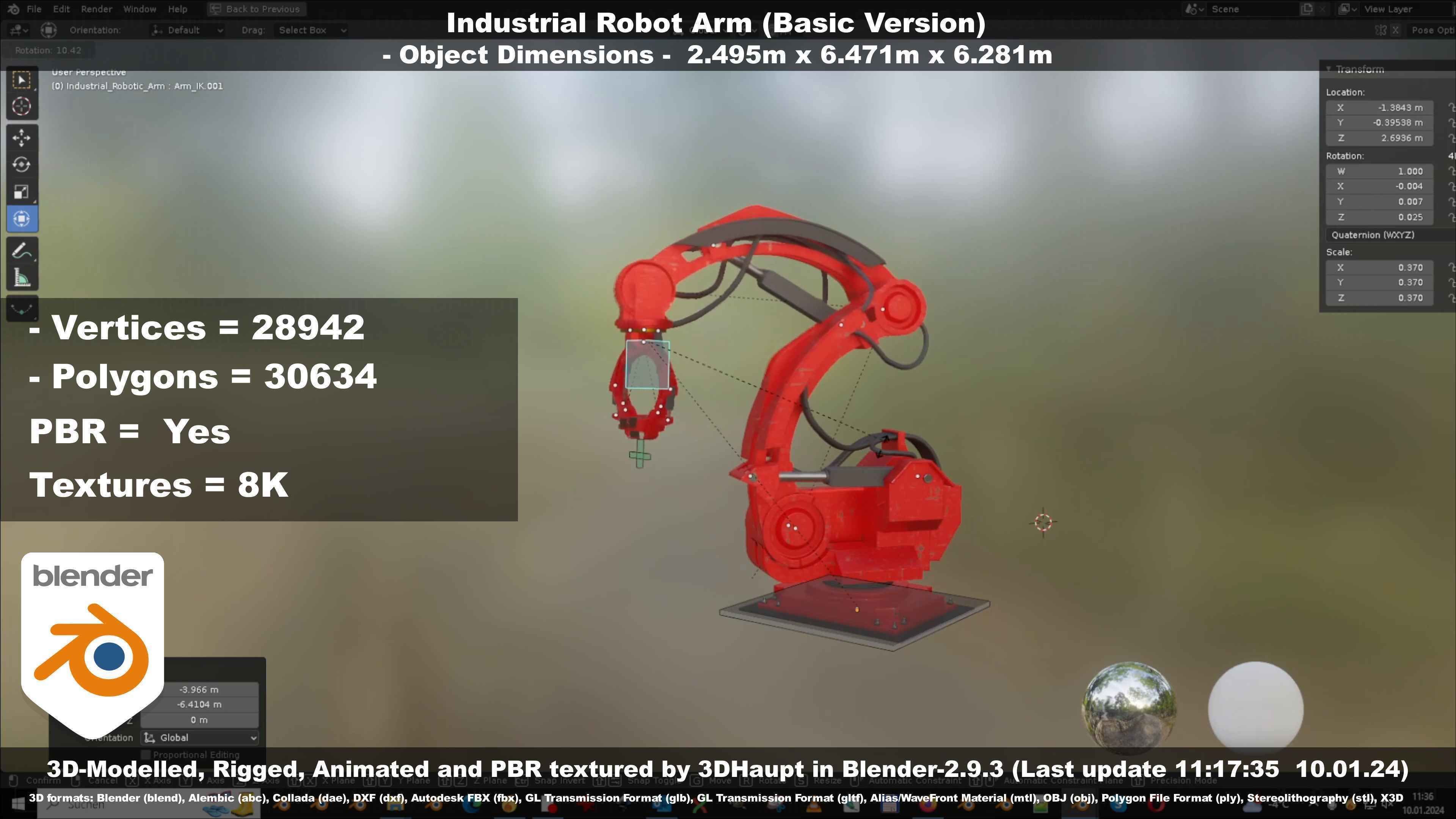 Industrial Robot Arm Basic Version Low-poly 3D model_47