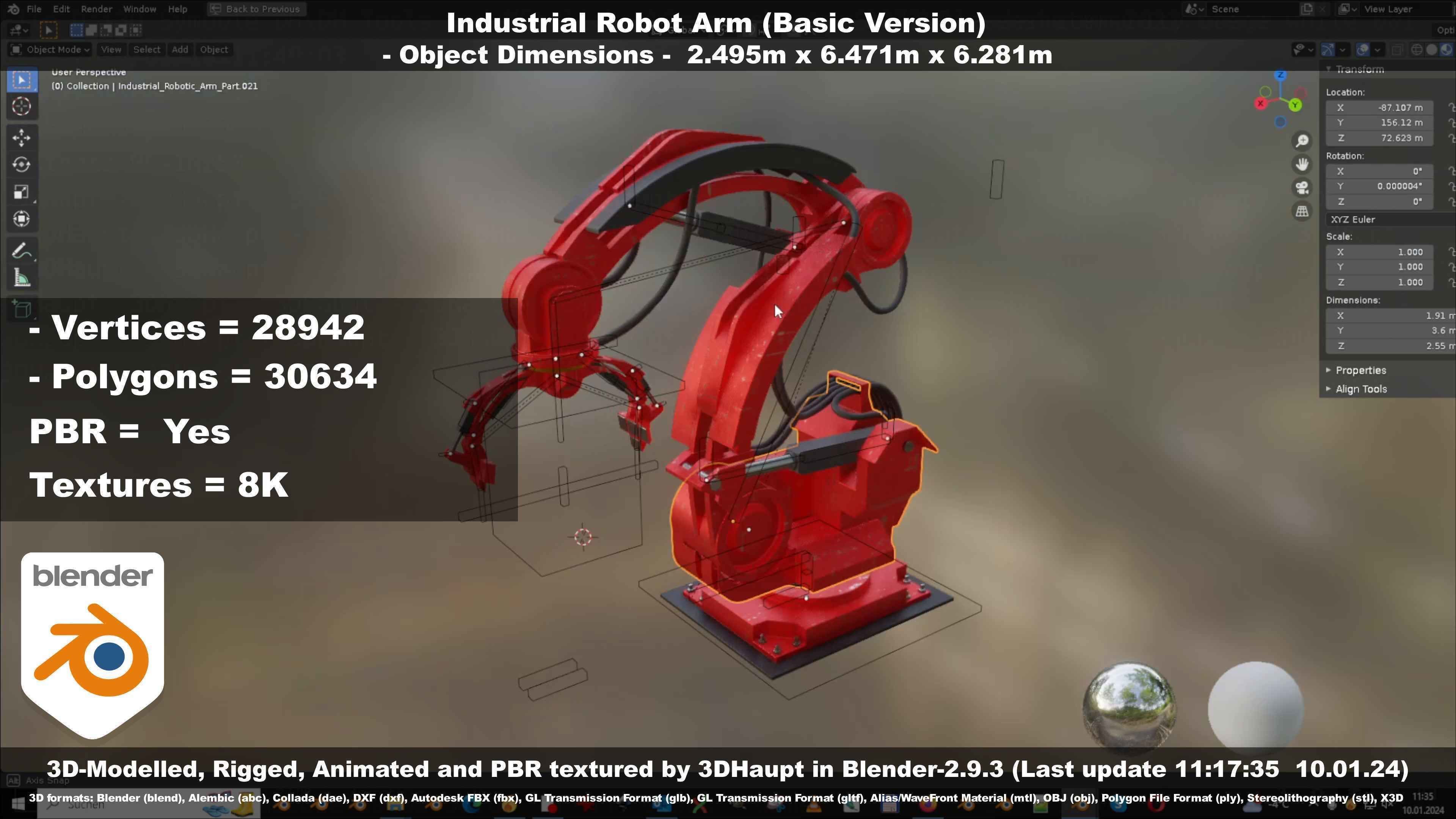 Industrial Robot Arm Basic Version Low-poly 3D model_70
