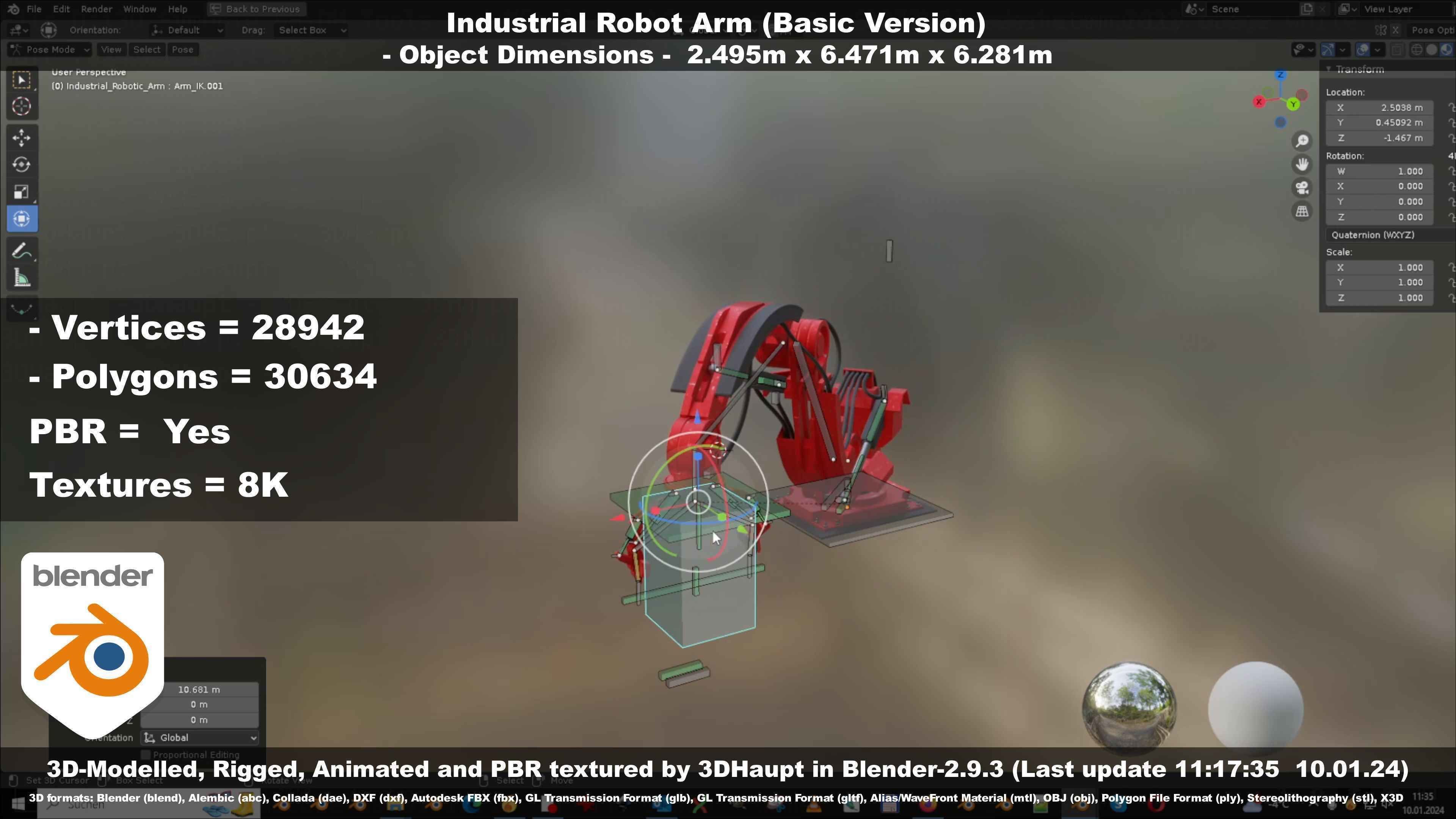 Industrial Robot Arm Basic Version Low-poly 3D model_35