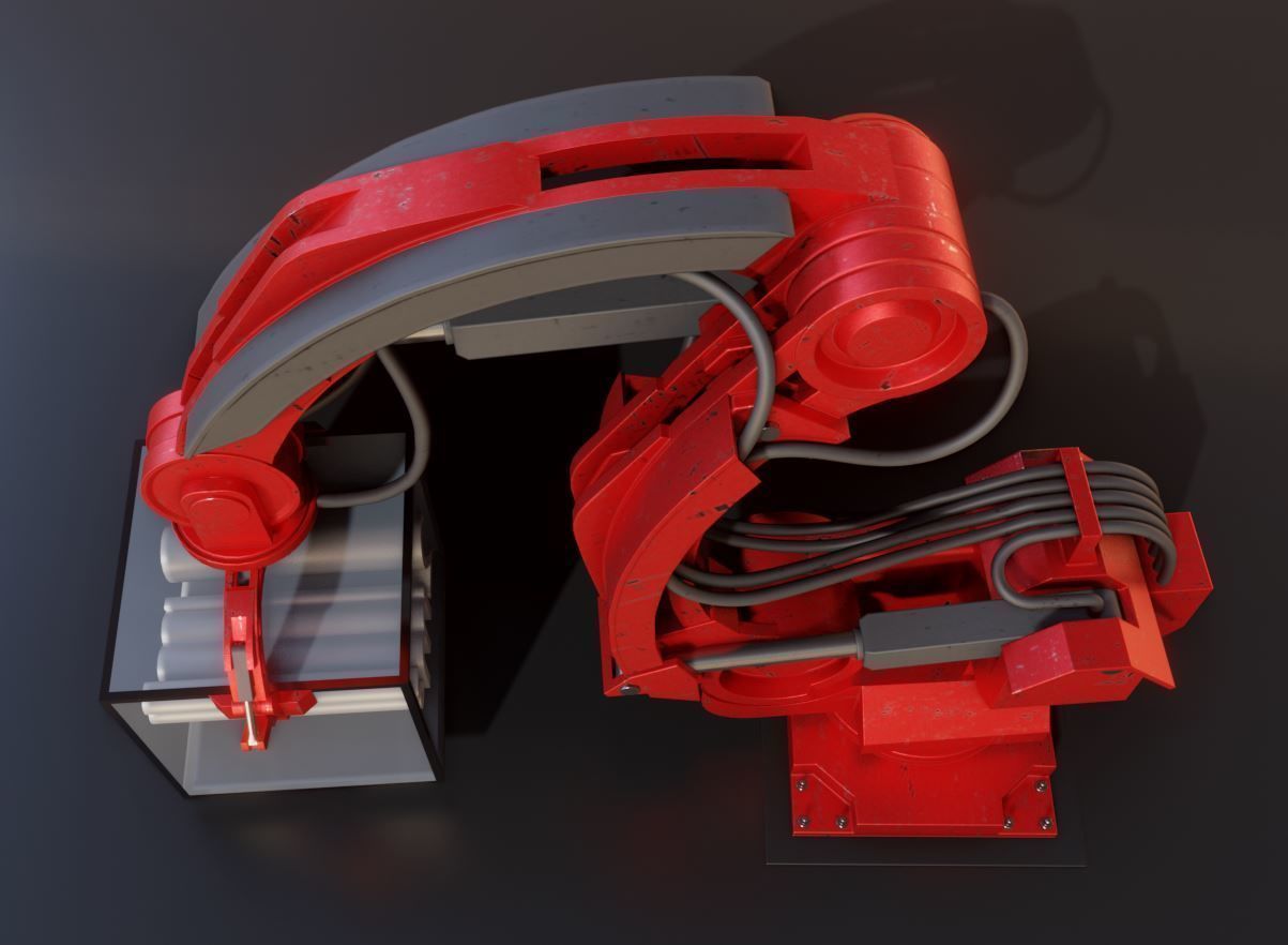 Industrial Robot Arm Basic Version Low-poly 3D model_13