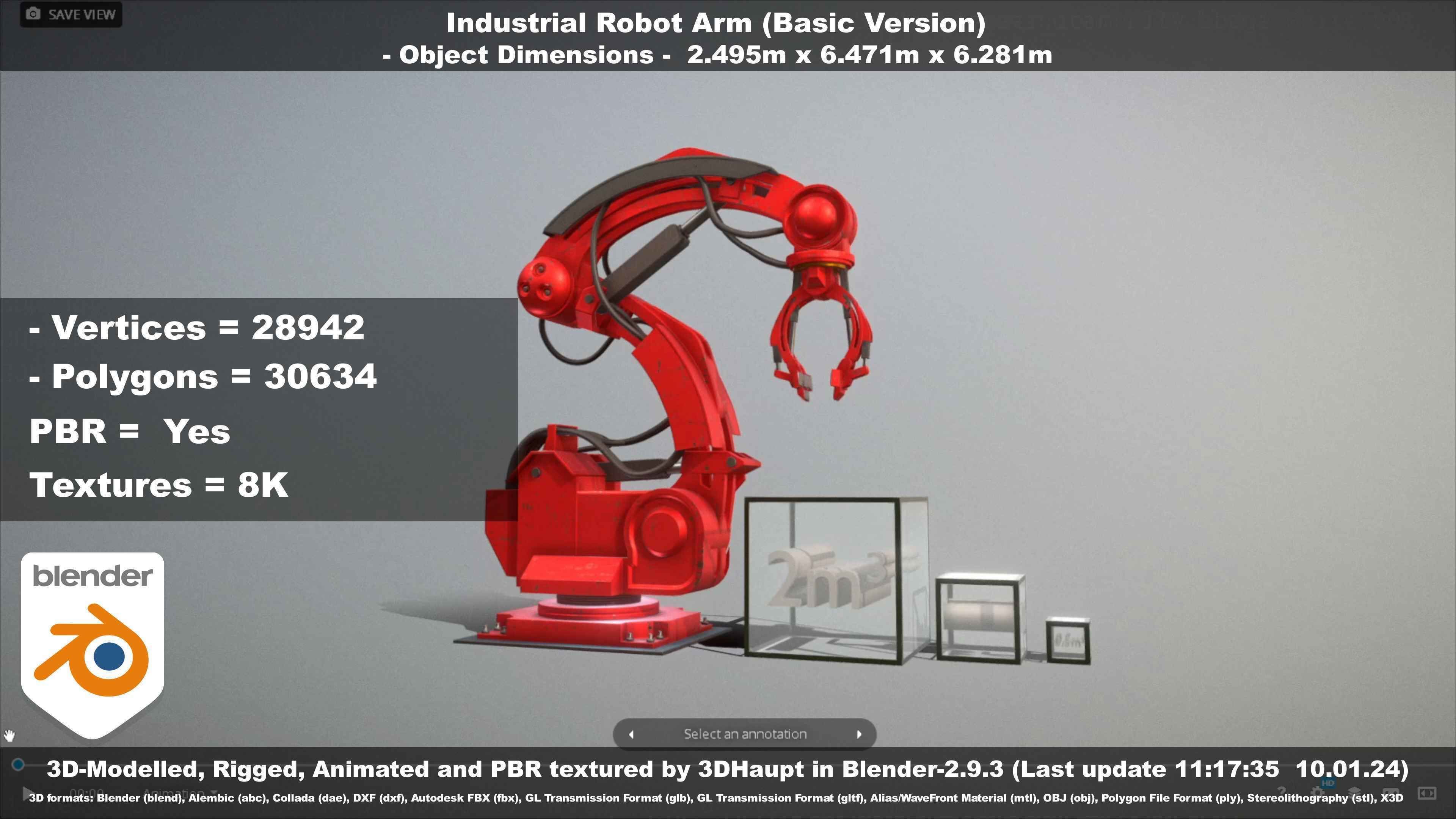 Industrial Robot Arm Basic Version Low-poly 3D model_118