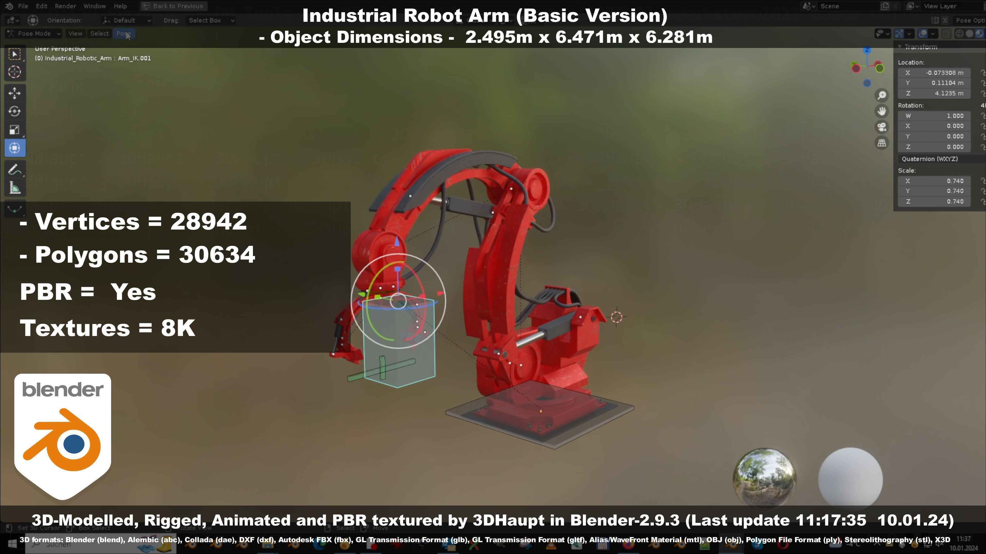Industrial Robot Arm Basic Version Low-poly 3D model_108