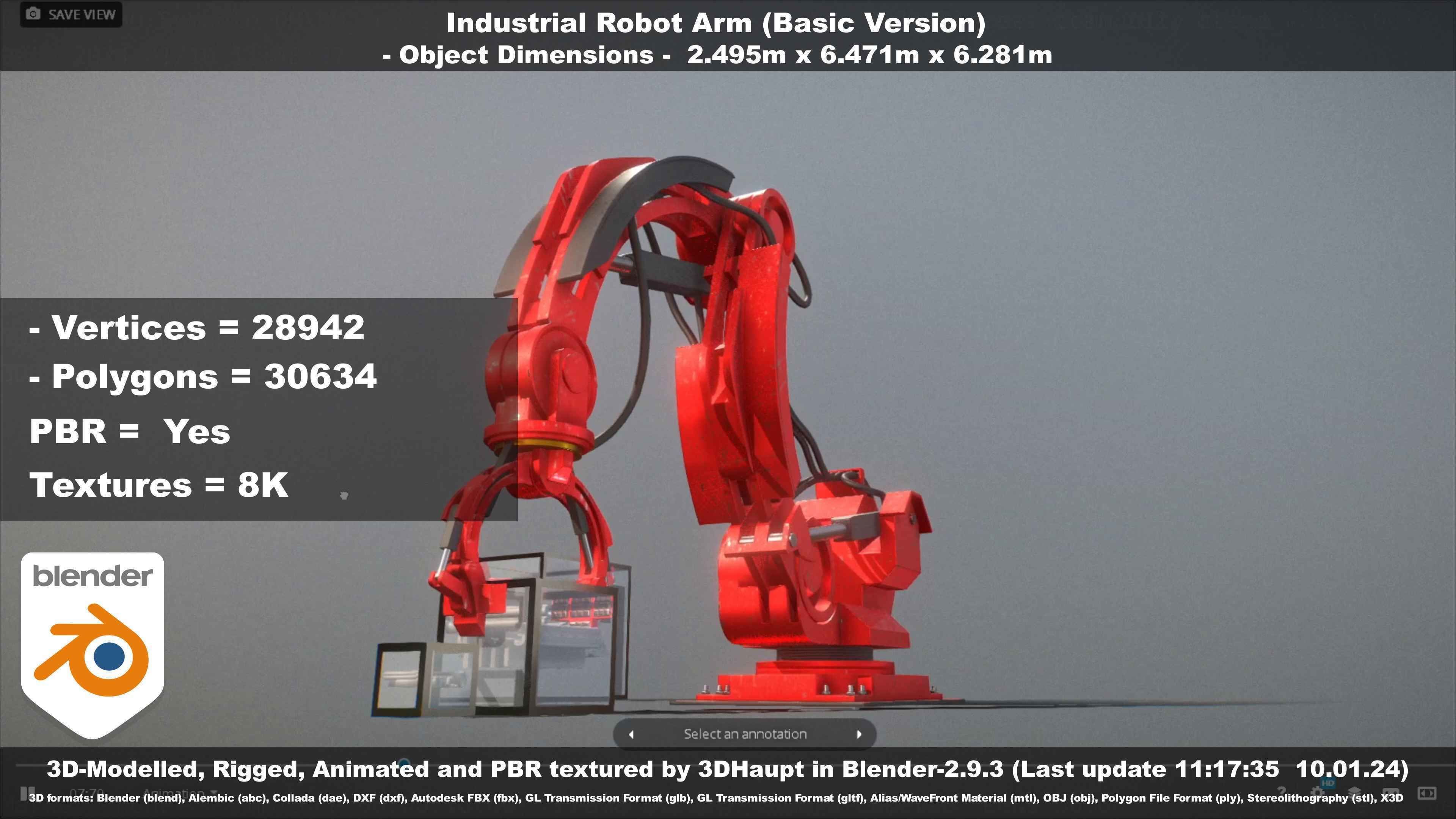 Industrial Robot Arm Basic Version Low-poly 3D model_37