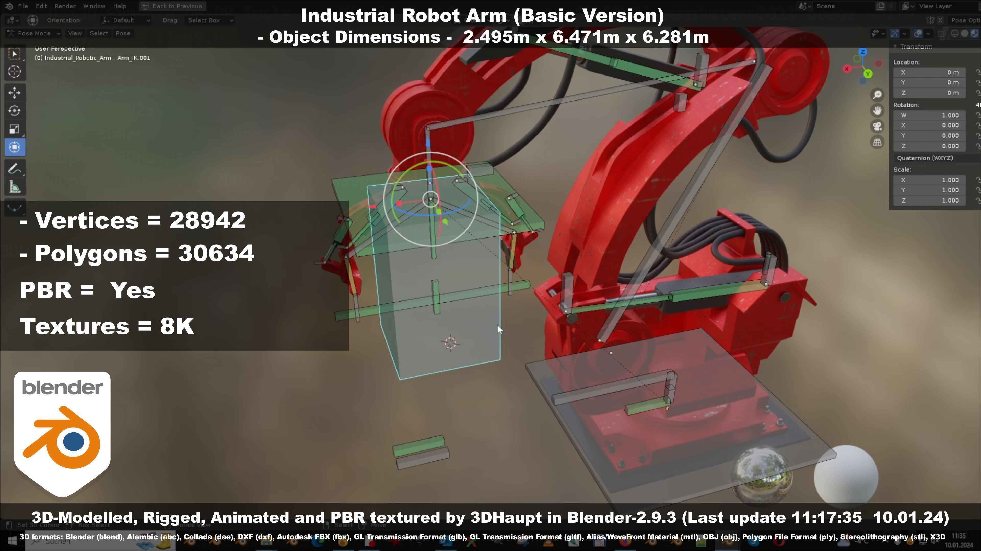 Industrial Robot Arm Basic Version Low-poly 3D model_32