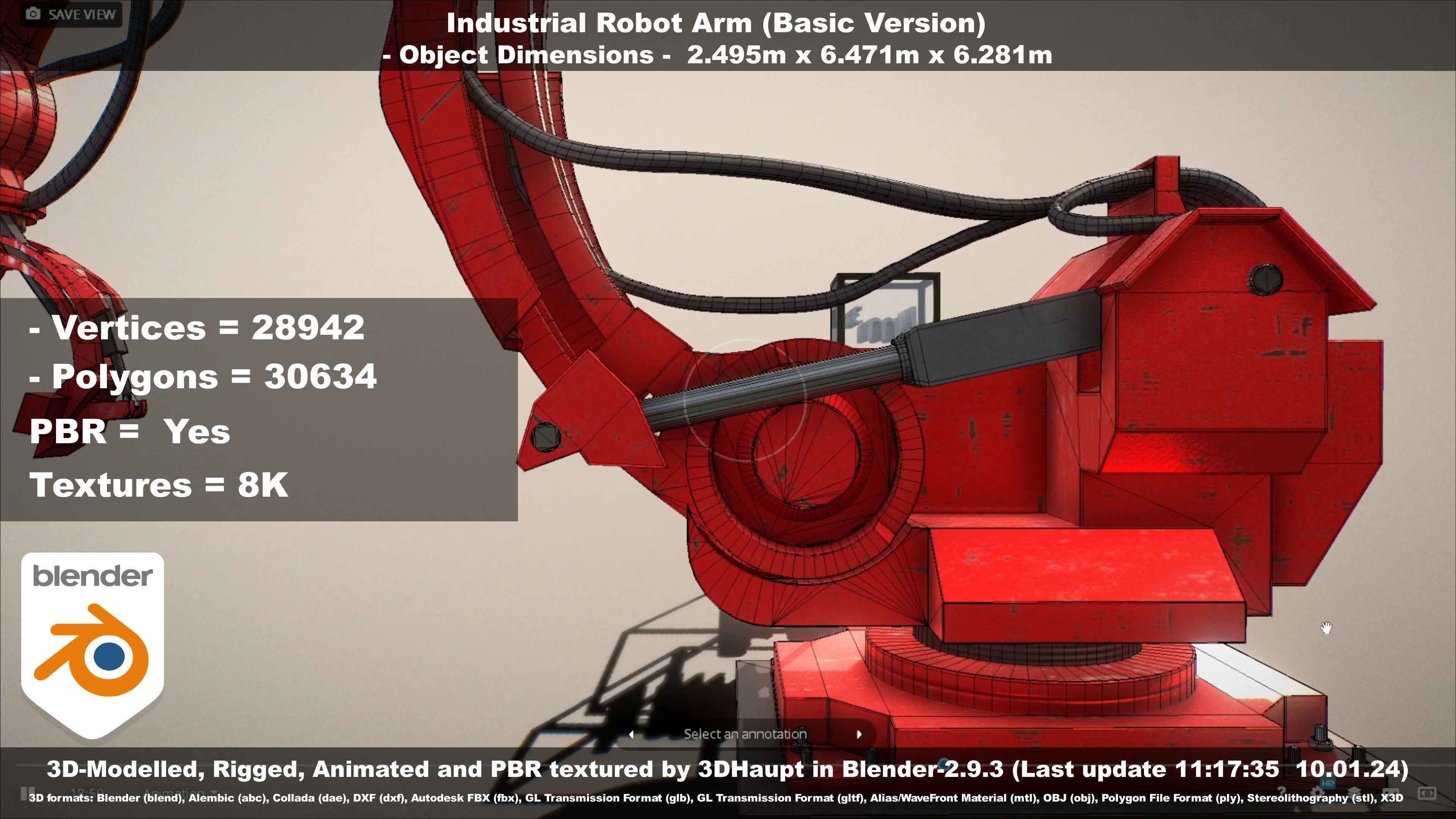 Industrial Robot Arm Basic Version Low-poly 3D model_112