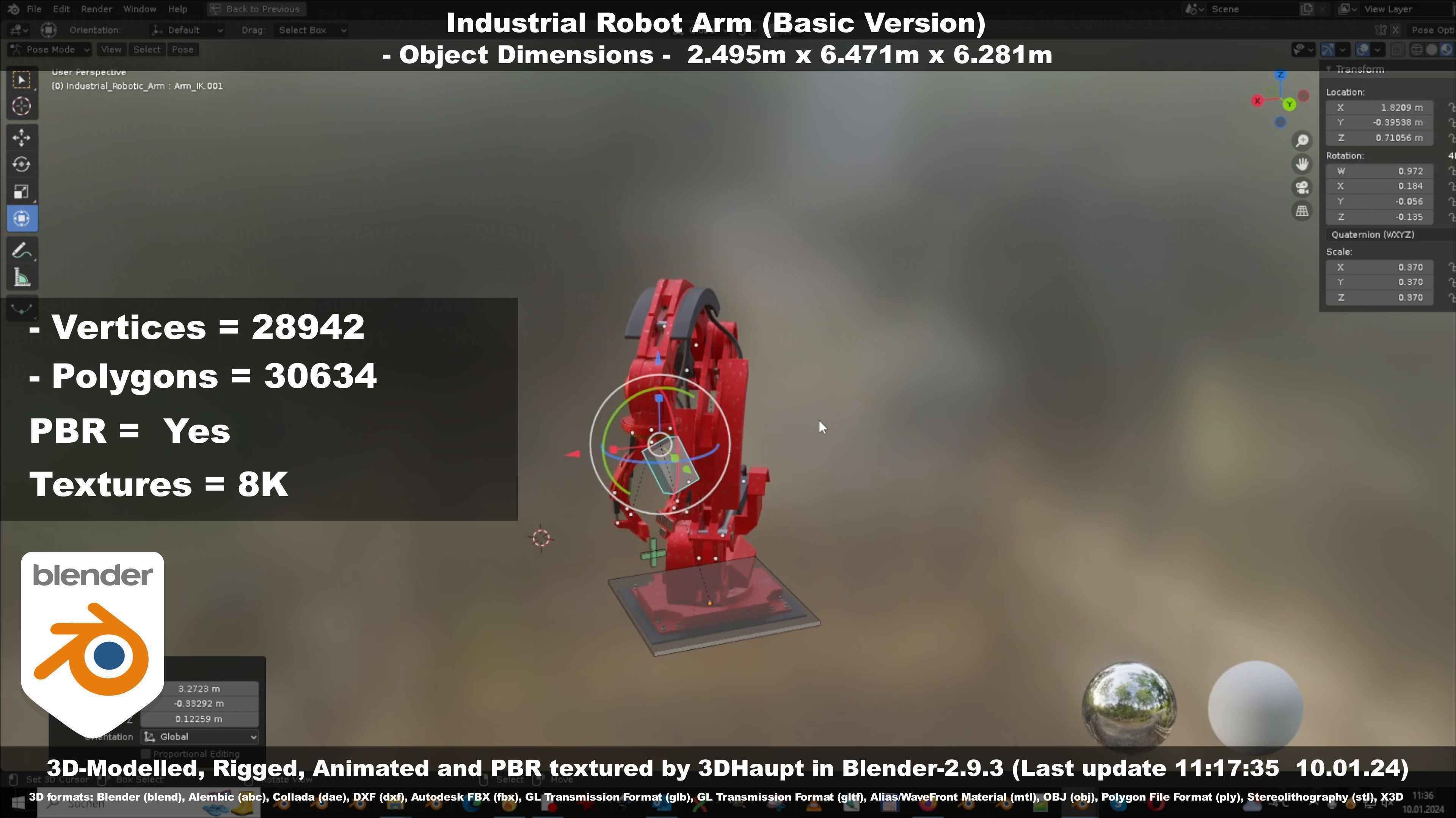 Industrial Robot Arm Basic Version Low-poly 3D model_100