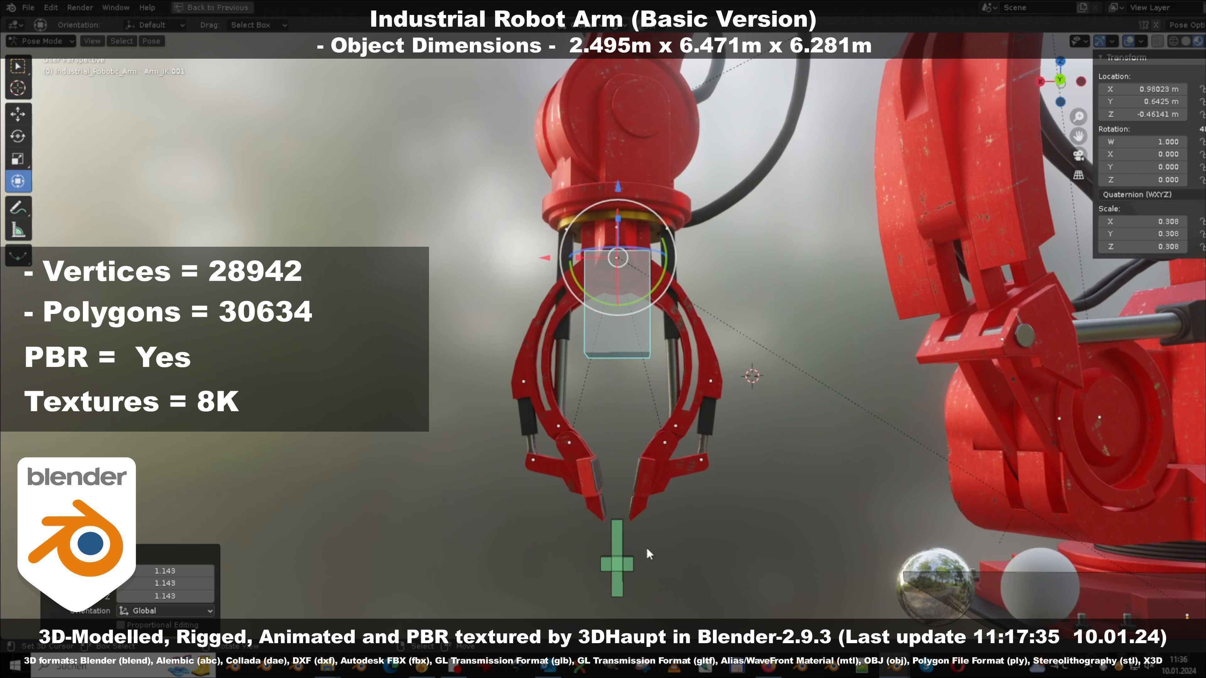 Industrial Robot Arm Basic Version Low-poly 3D model_87