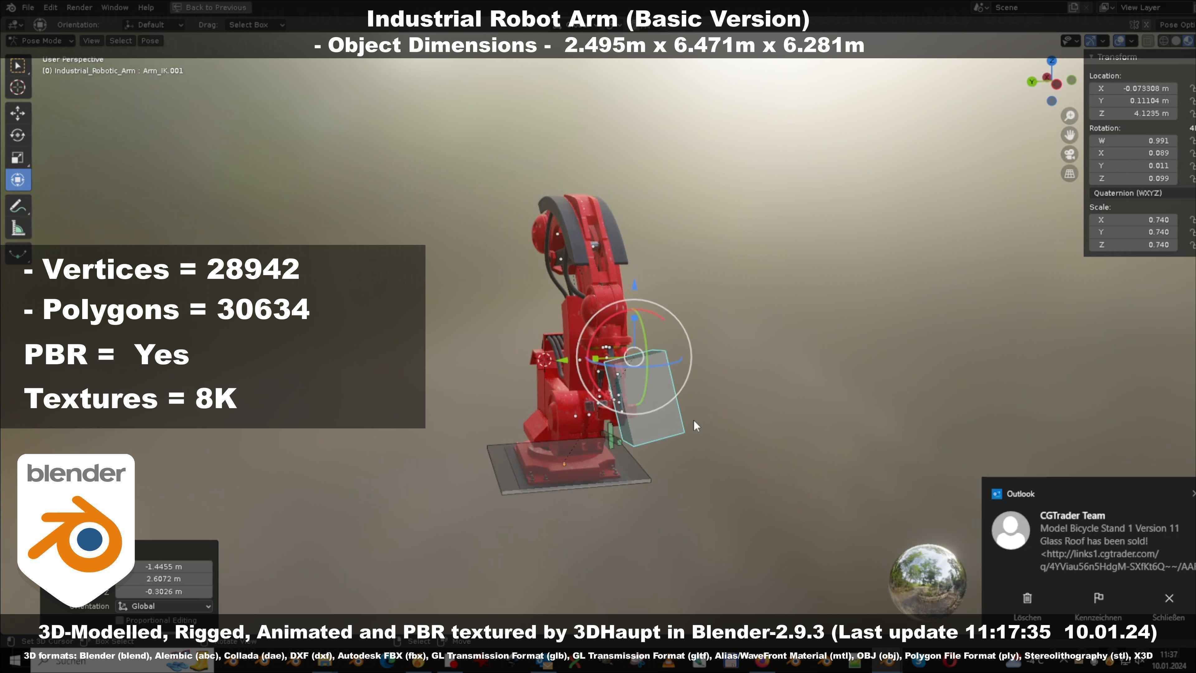Industrial Robot Arm Basic Version Low-poly 3D model_106