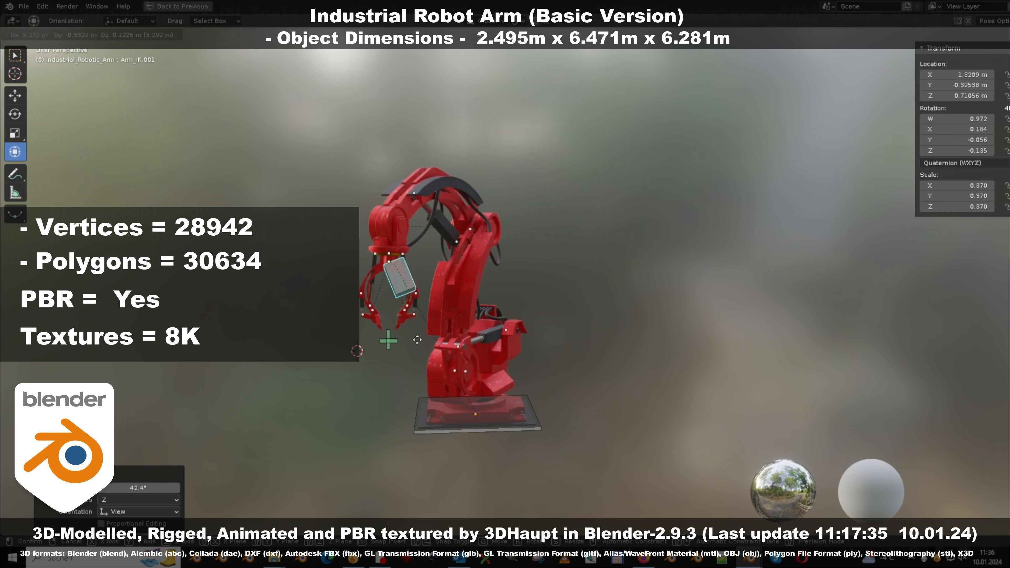 Industrial Robot Arm Basic Version Low-poly 3D model_46