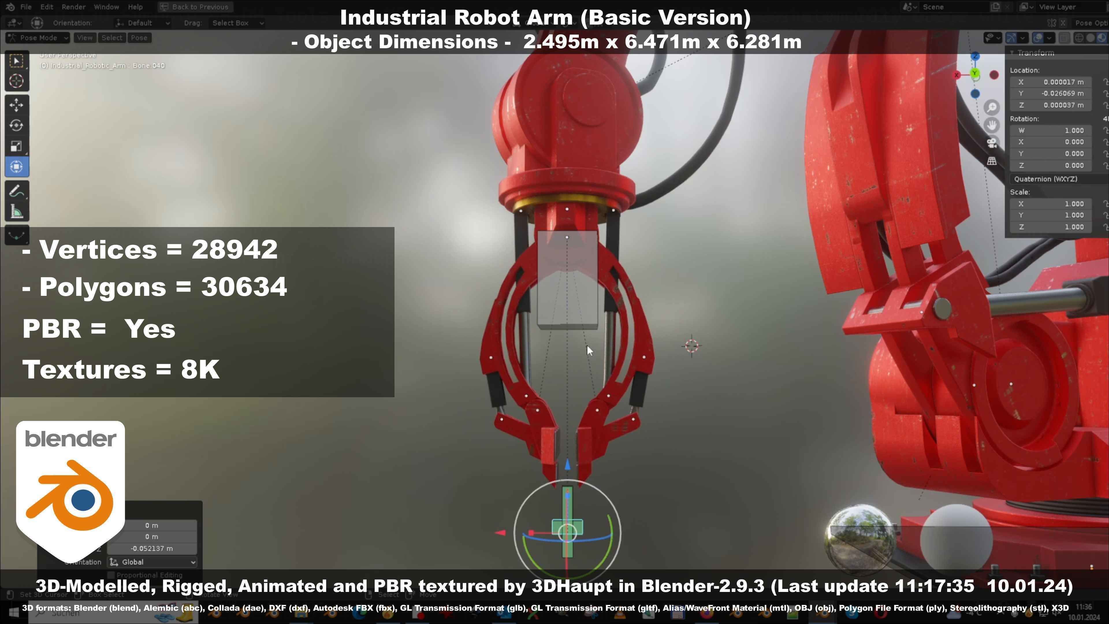 Industrial Robot Arm Basic Version Low-poly 3D model_88