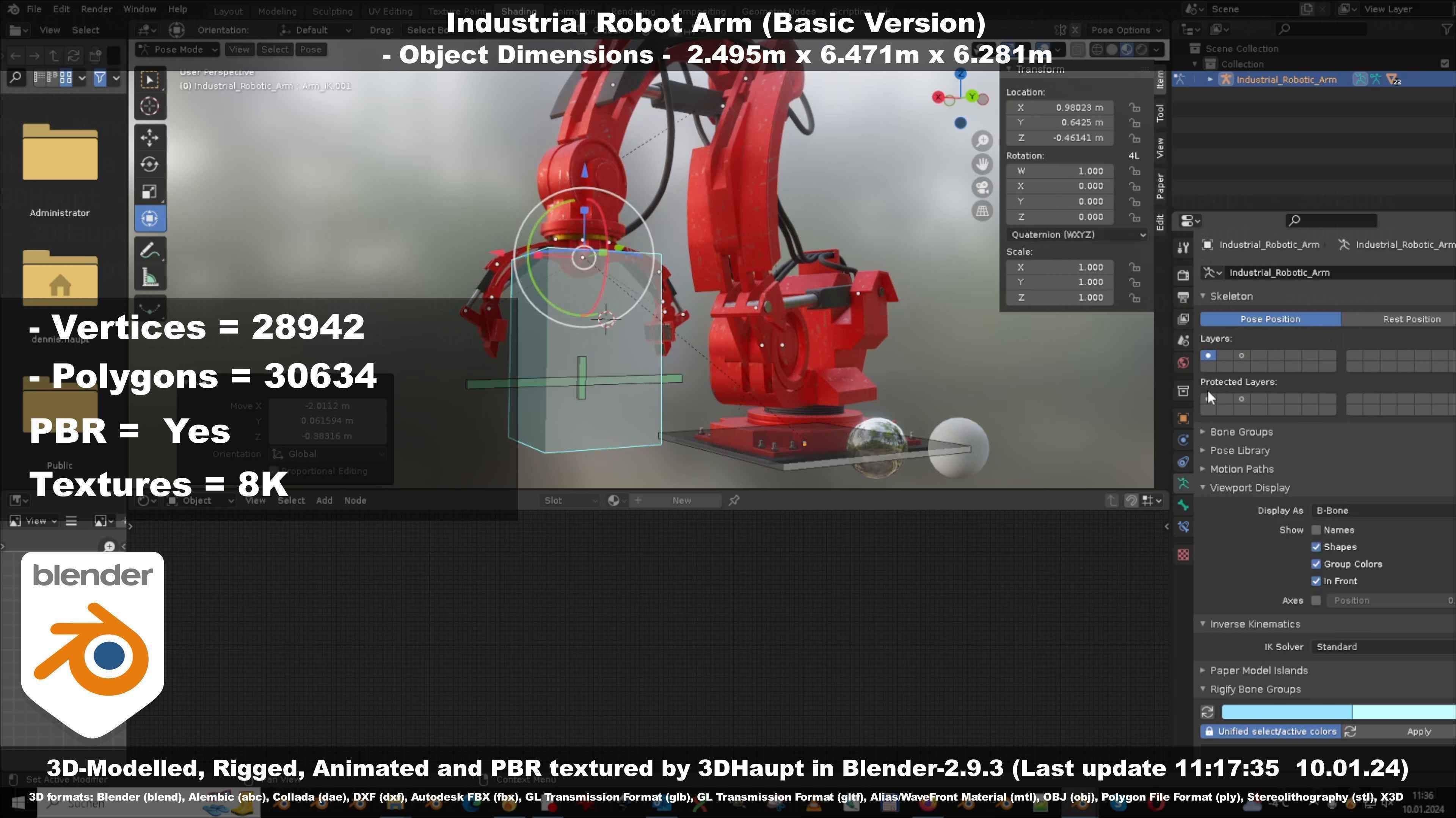 Industrial Robot Arm Basic Version Low-poly 3D model_82