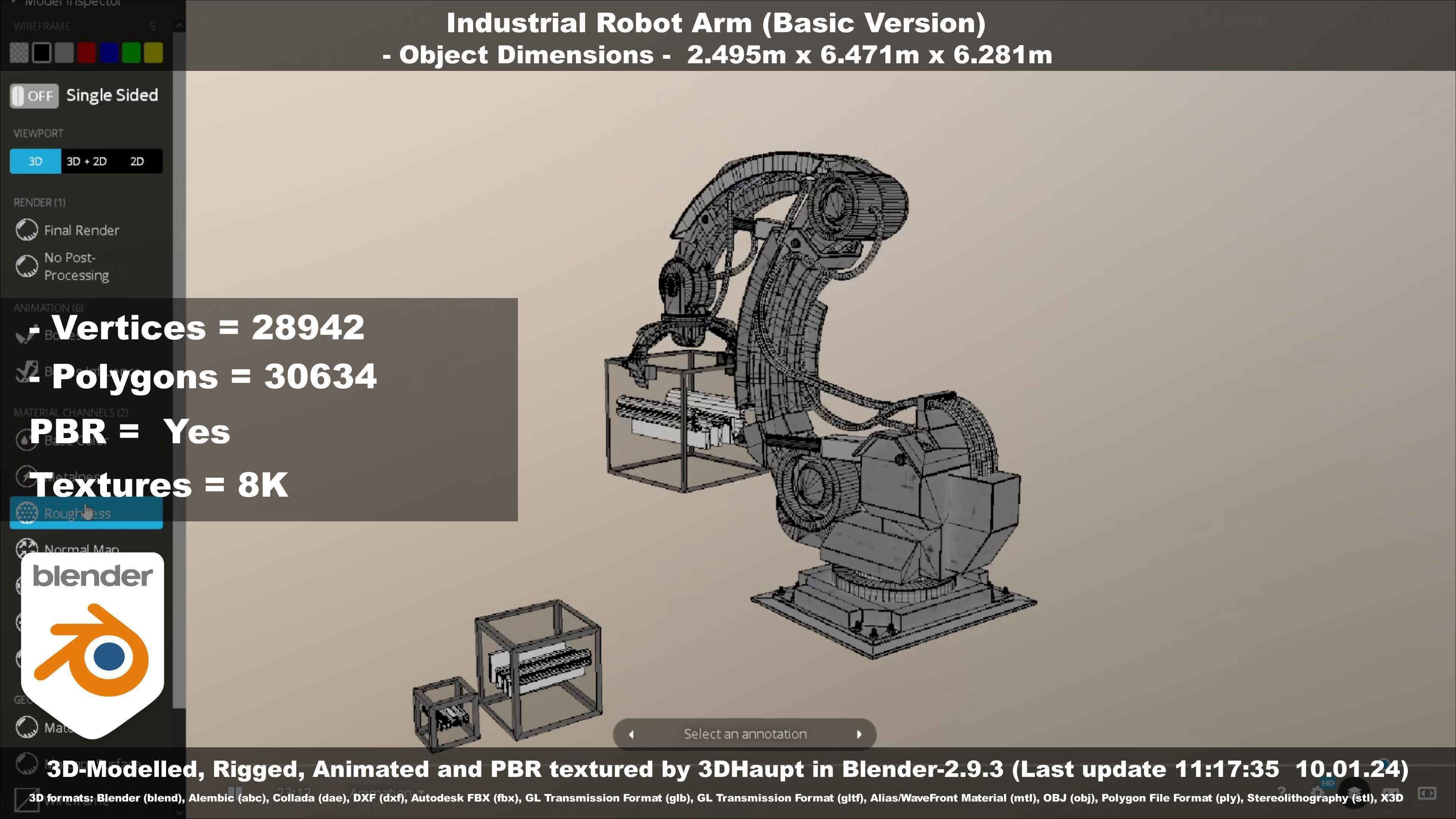 Industrial Robot Arm Basic Version Low-poly 3D model_126