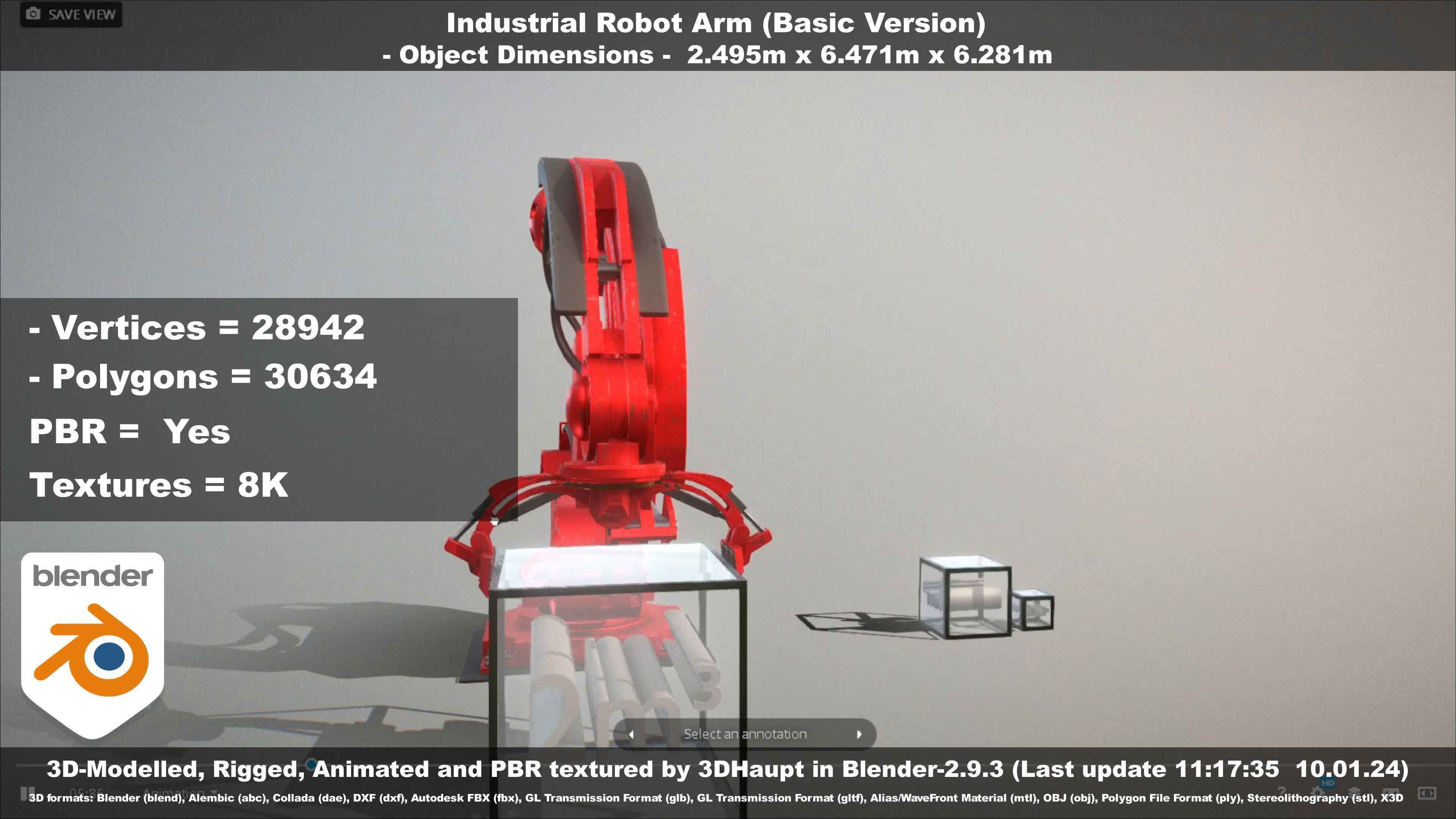 Industrial Robot Arm Basic Version Low-poly 3D model_121