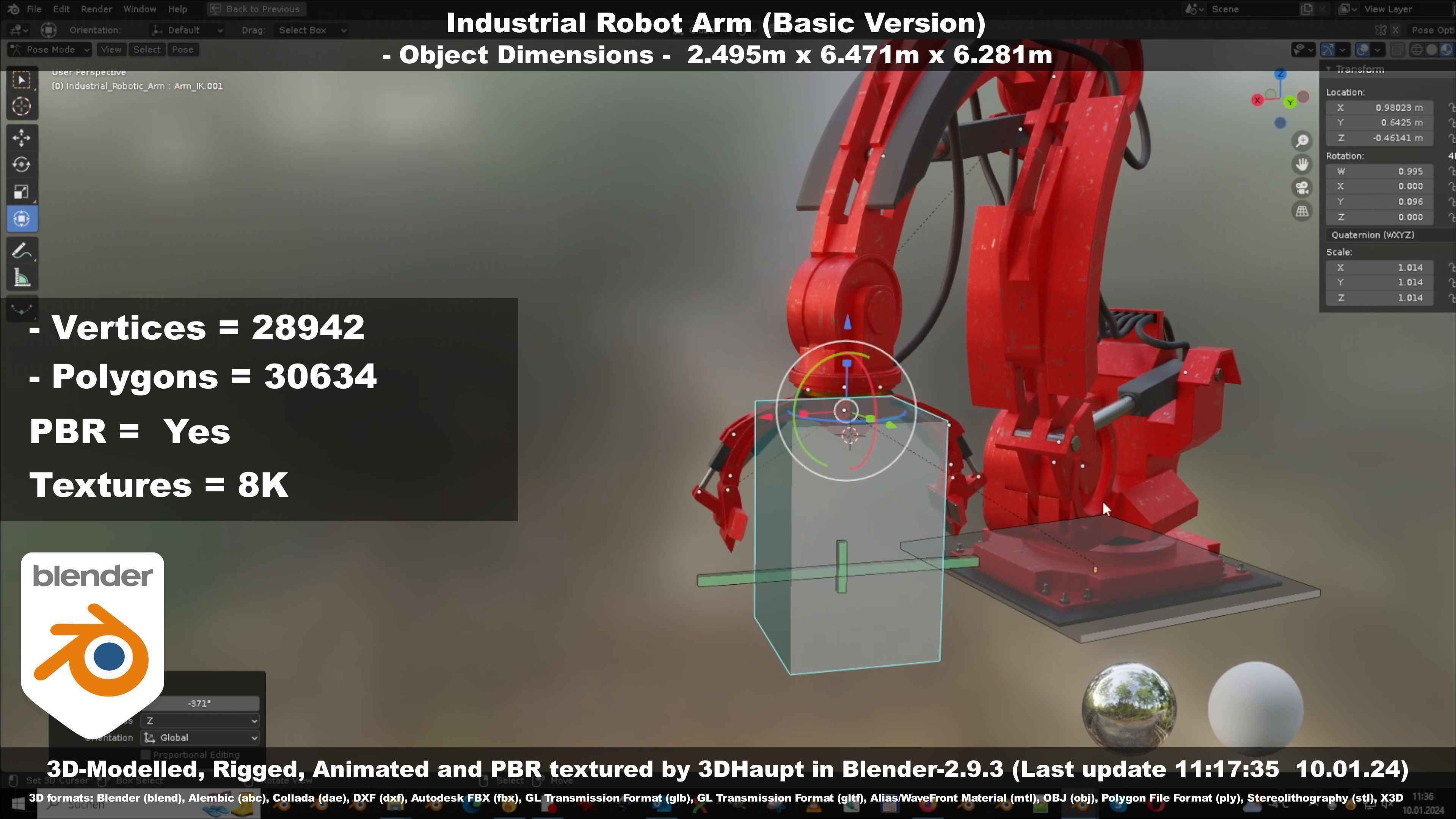 Industrial Robot Arm Basic Version Low-poly 3D model_92