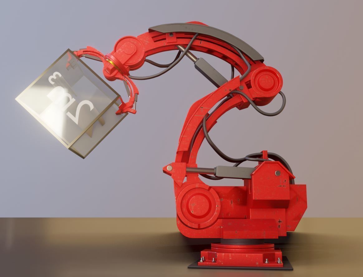 Industrial Robot Arm Basic Version Low-poly 3D model_9