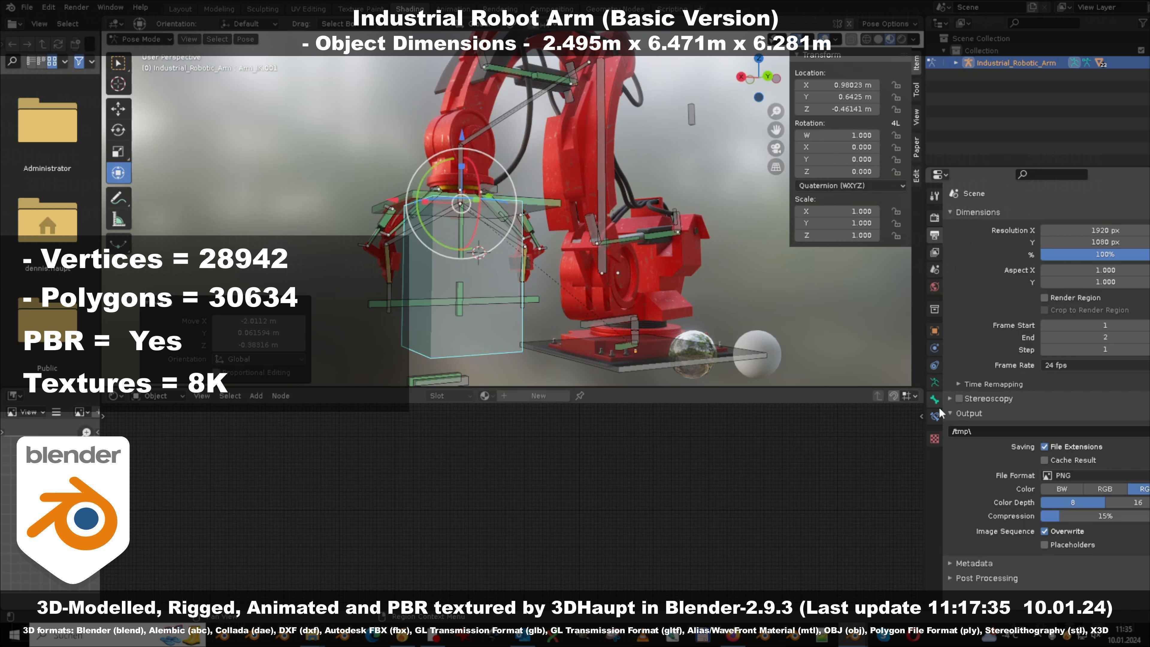 Industrial Robot Arm Basic Version Low-poly 3D model_81