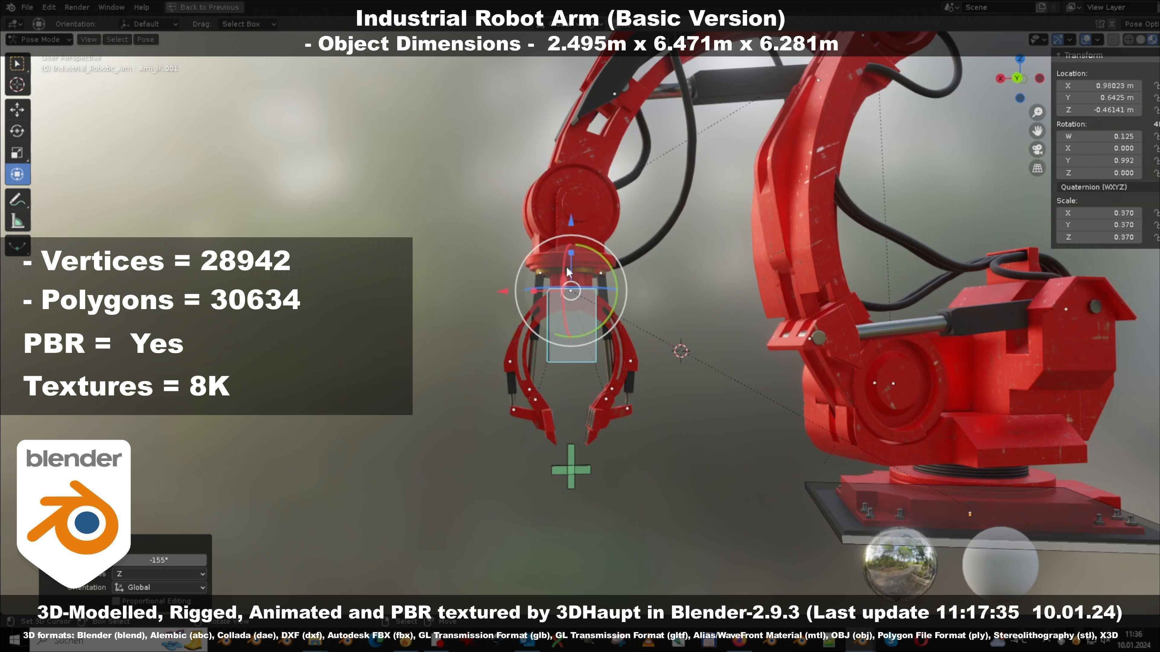 Industrial Robot Arm Basic Version Low-poly 3D model_93