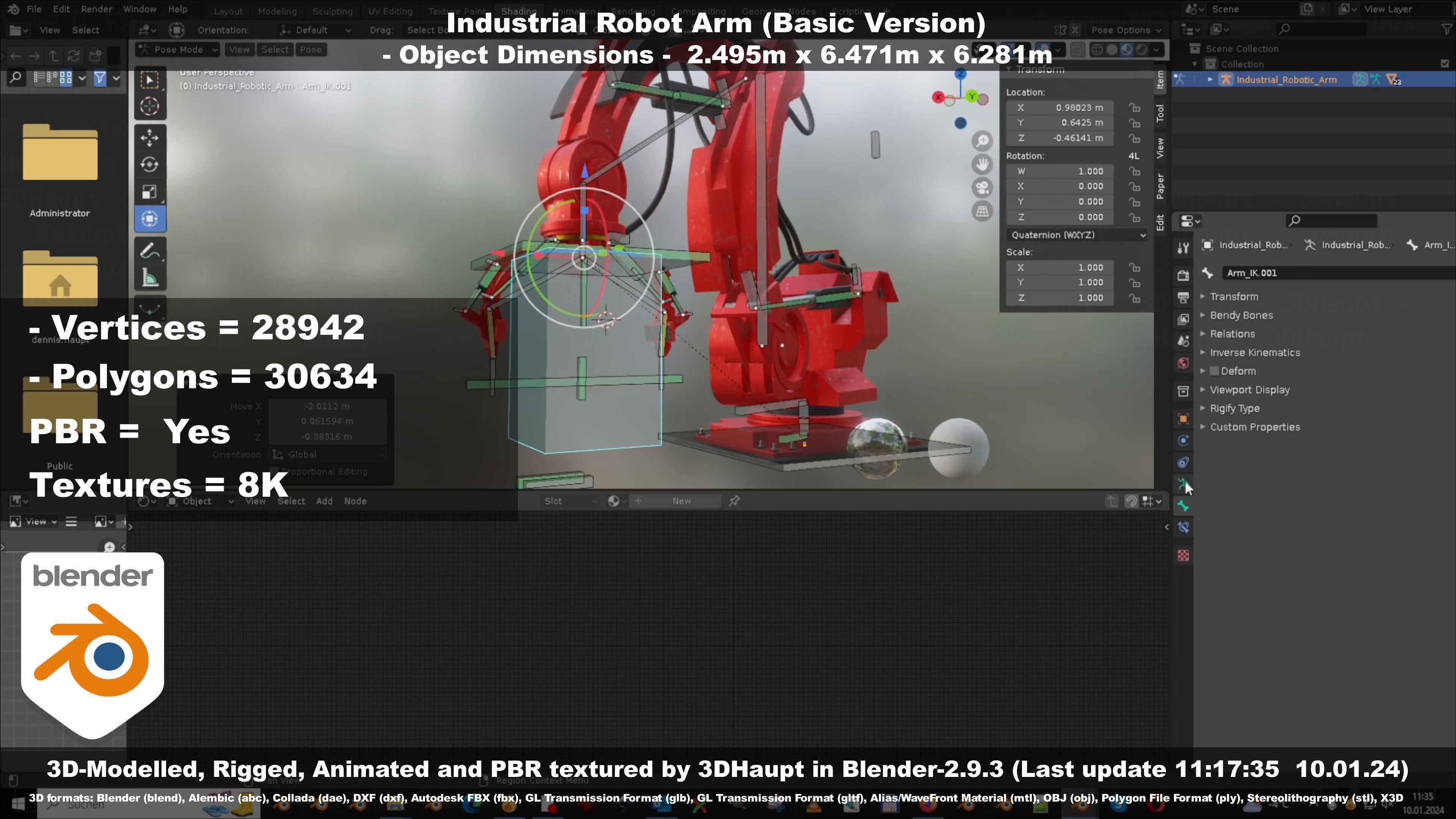 Industrial Robot Arm Basic Version Low-poly 3D model_39