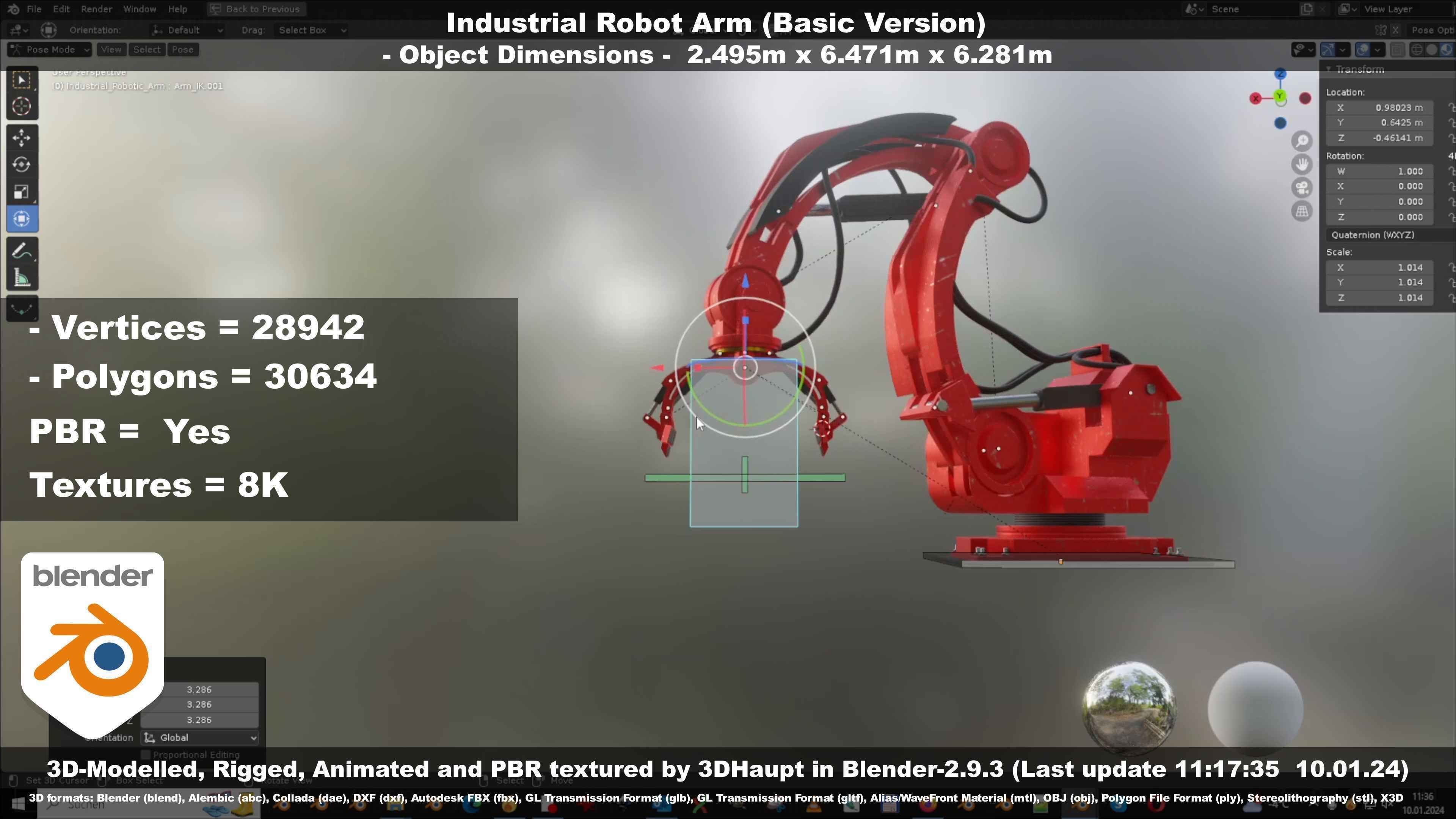 Industrial Robot Arm Basic Version Low-poly 3D model_42