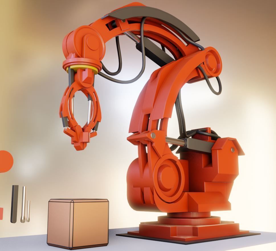 Industrial Robot Arm Basic Version Low-poly 3D model_16