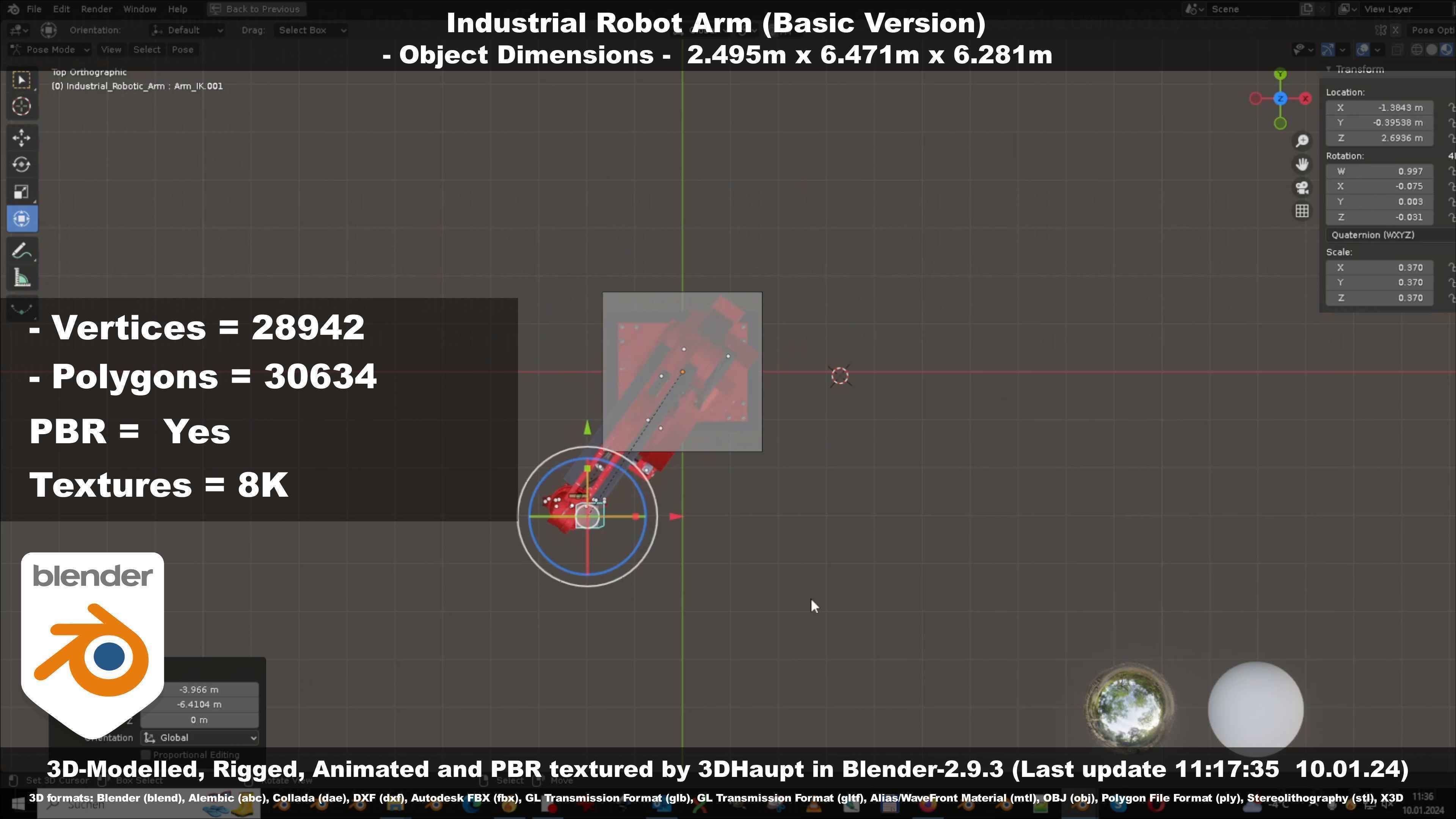 Industrial Robot Arm Basic Version Low-poly 3D model_103