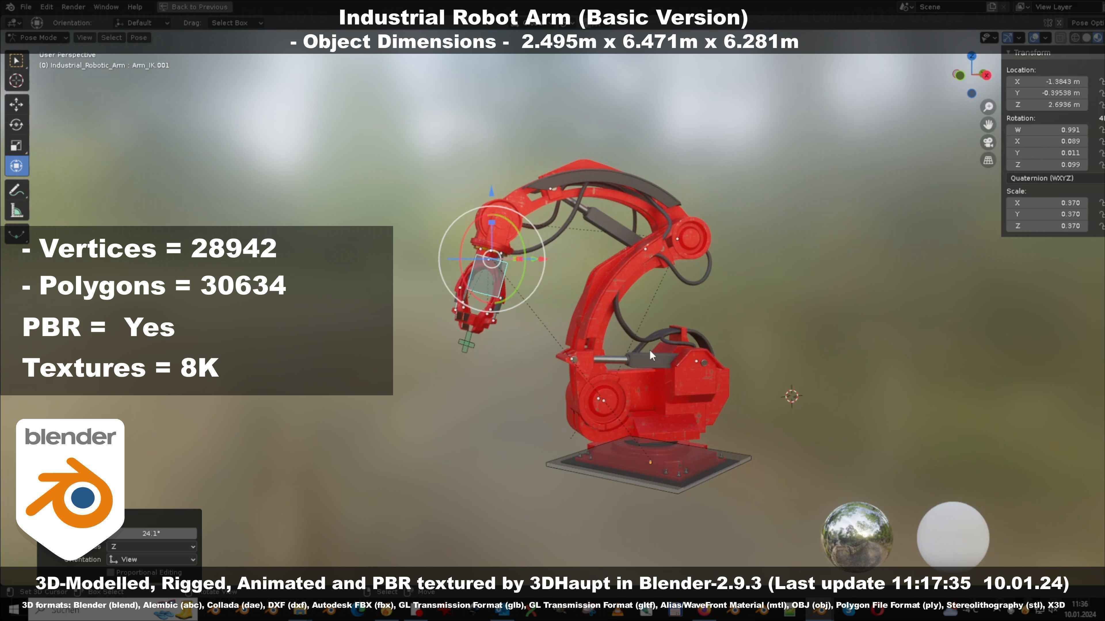 Industrial Robot Arm Basic Version Low-poly 3D model_104
