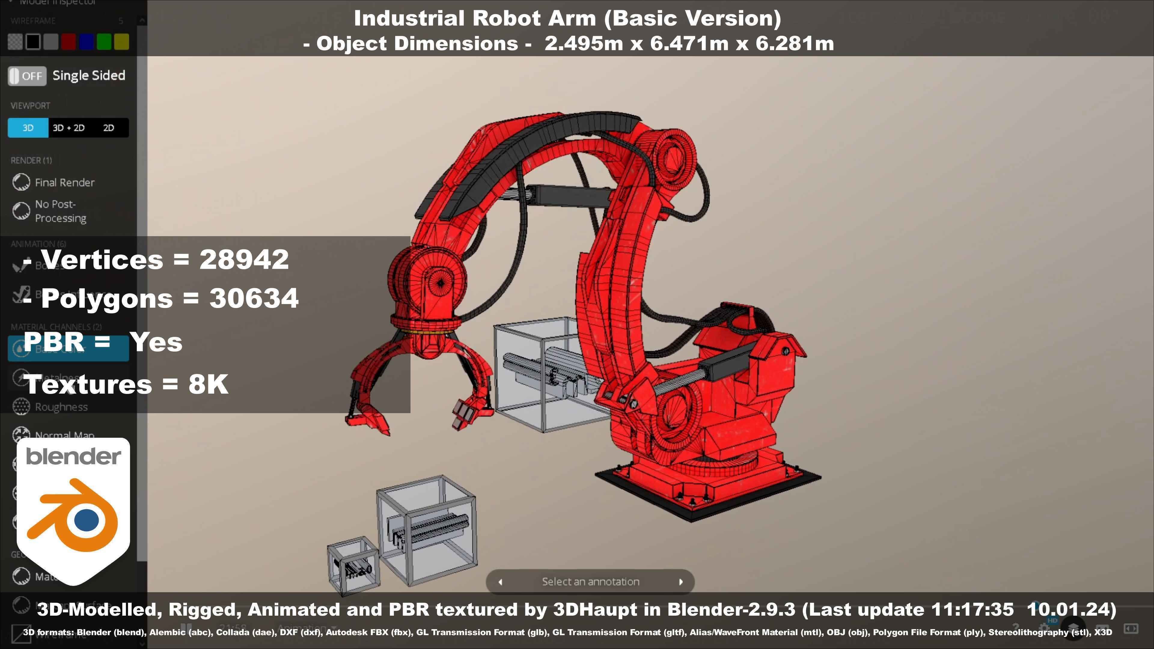 Industrial Robot Arm Basic Version Low-poly 3D model_125