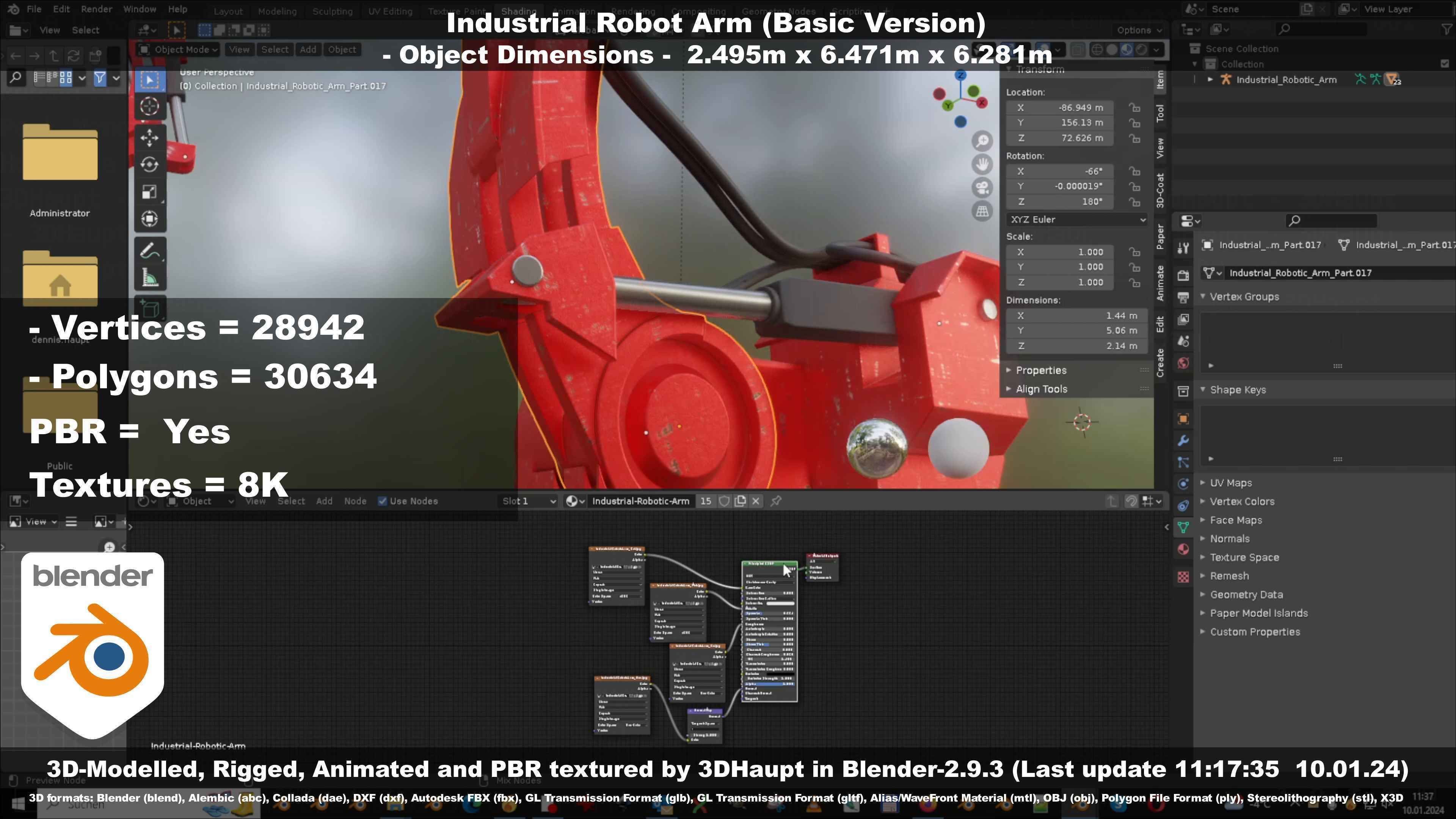 Industrial Robot Arm Basic Version Low-poly 3D model_114