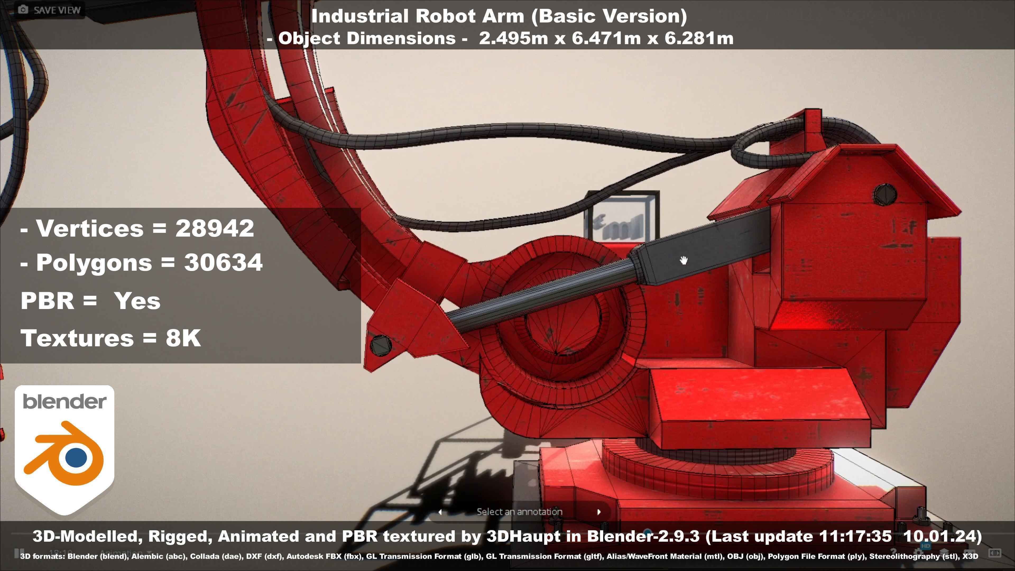 Industrial Robot Arm Basic Version Low-poly 3D model_67