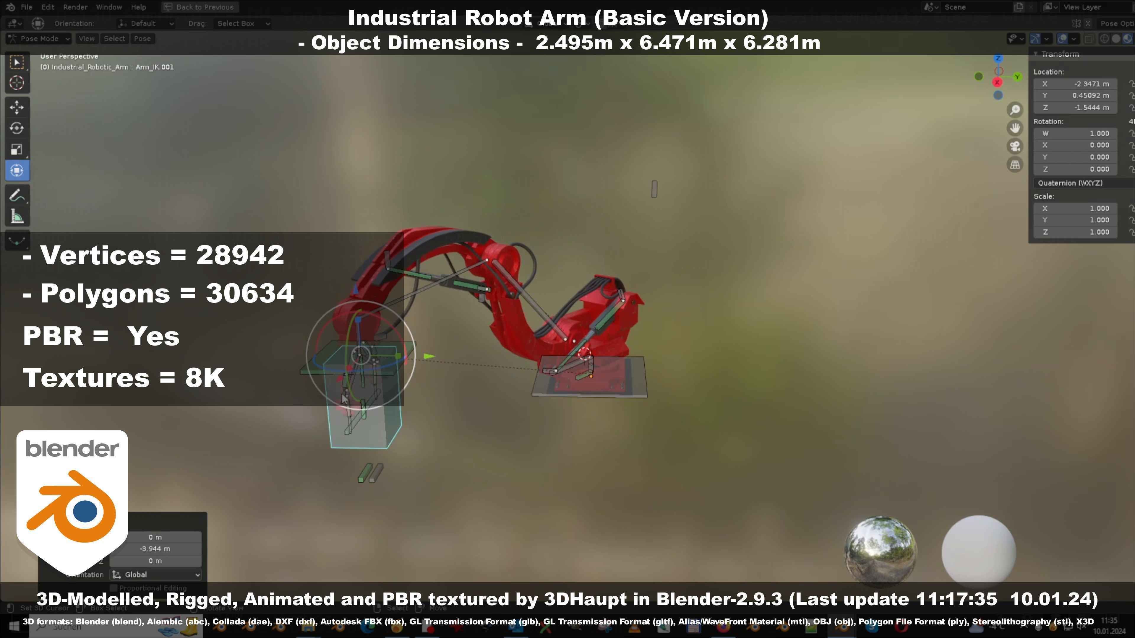 Industrial Robot Arm Basic Version Low-poly 3D model_33