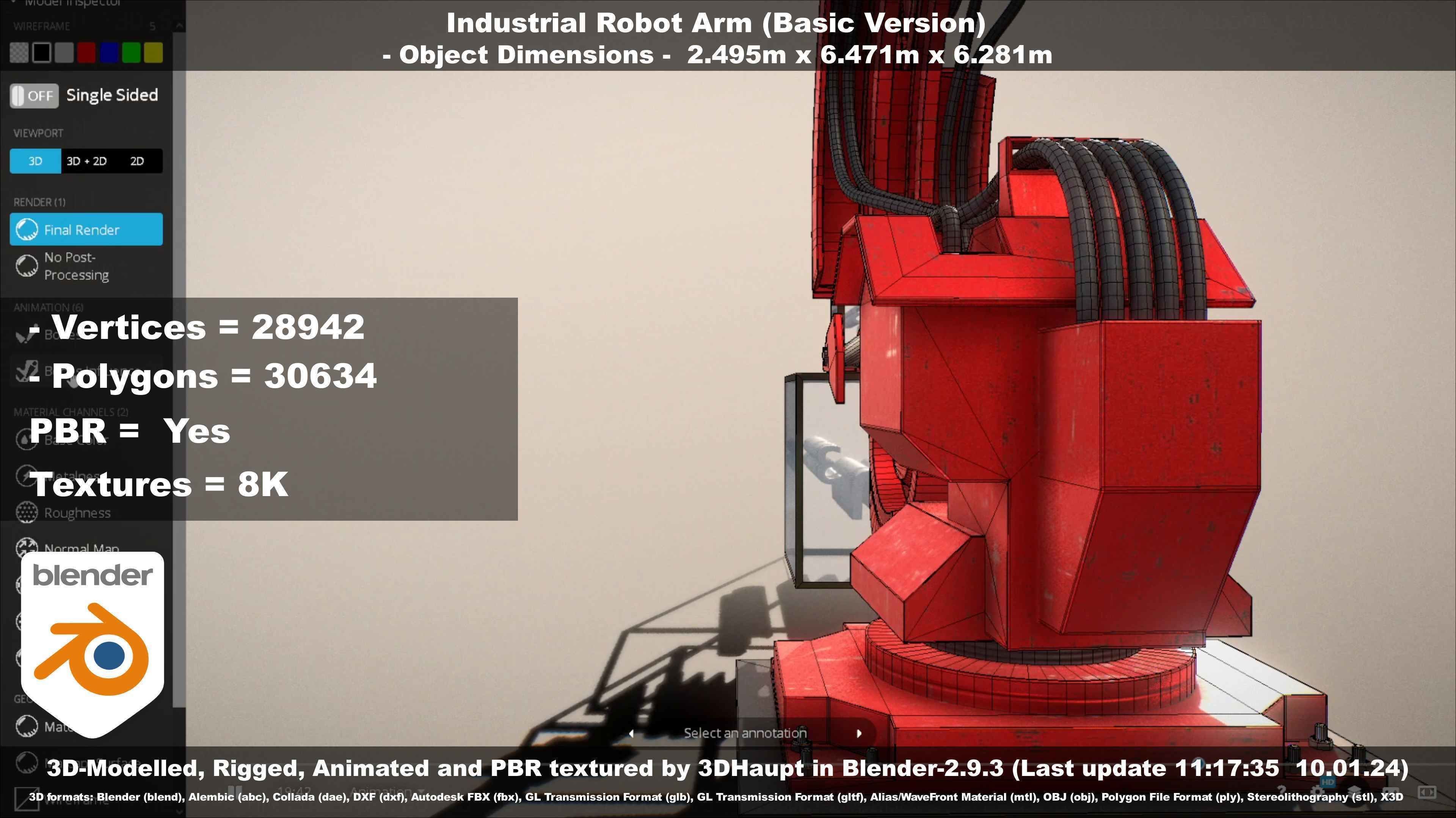 Industrial Robot Arm Basic Version Low-poly 3D model_28