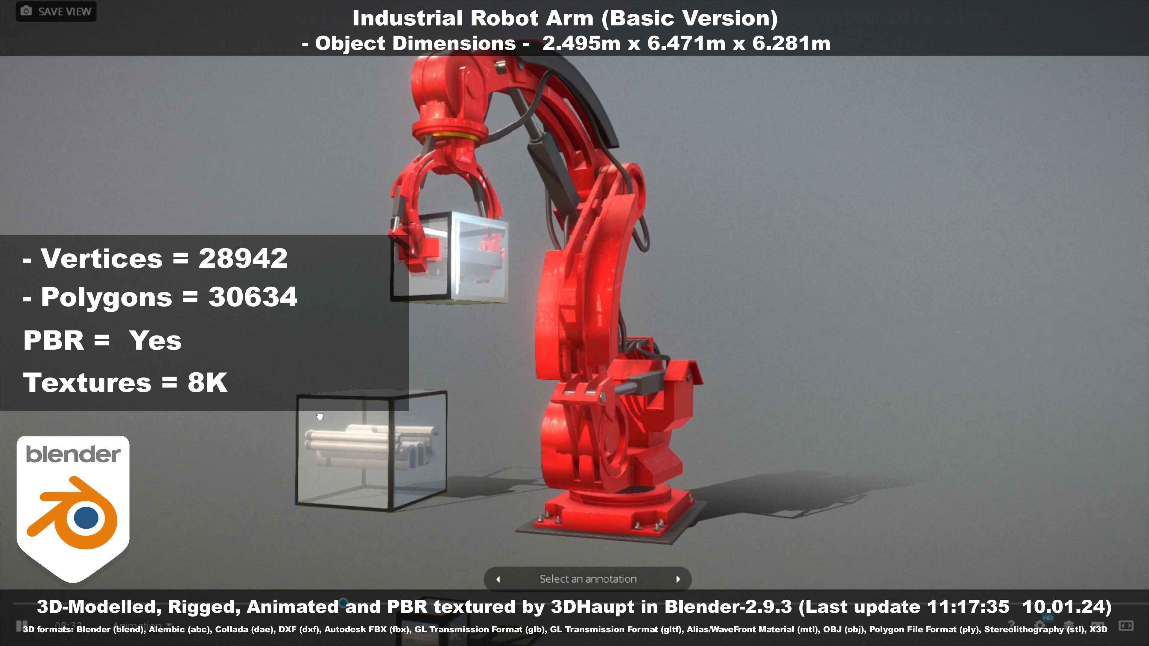 Industrial Robot Arm Basic Version Low-poly 3D model_48