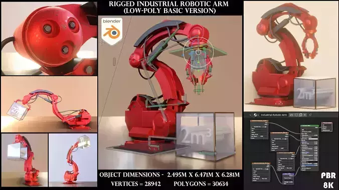 Industrial Robot Arm Basic Version Low-poly 3D model