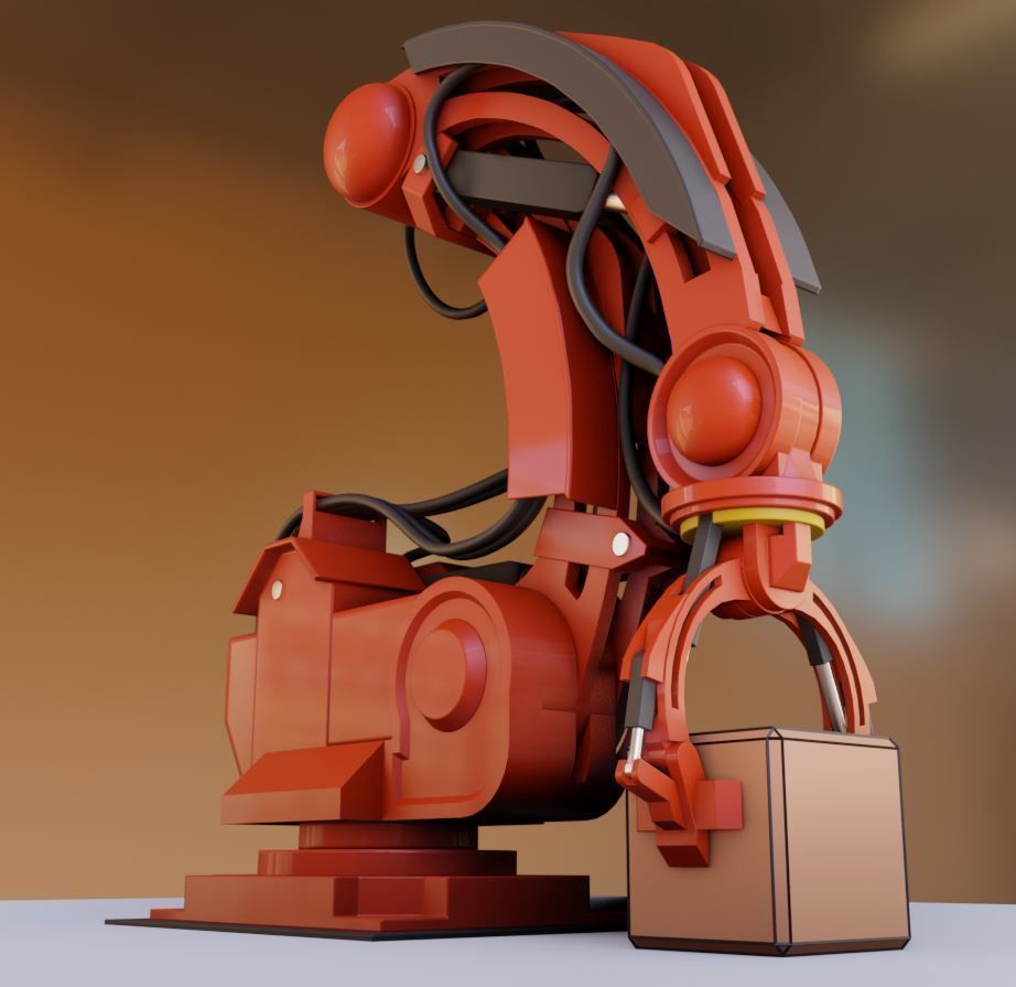 Industrial Robot Arm Basic Version Low-poly 3D model_25