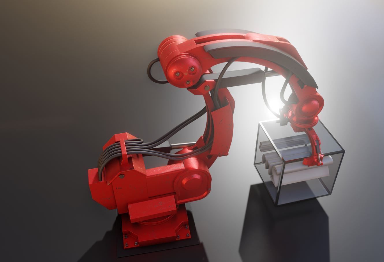 Industrial Robot Arm Basic Version Low-poly 3D model_15