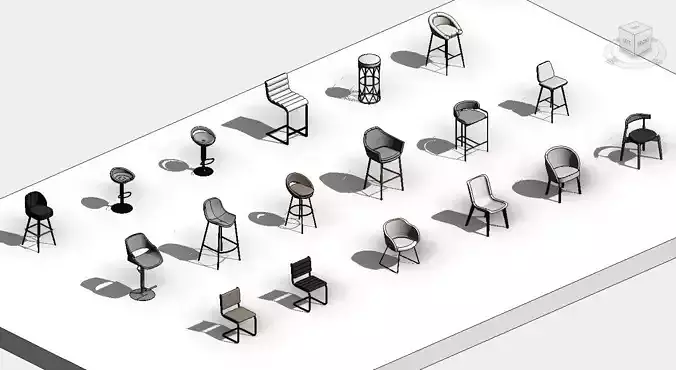 Stools Dining Chair Bar Chair Revit Family Pack
