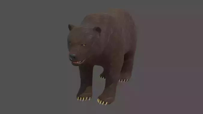 Stylized Brown bear realistic PBR Low-poly 3D model