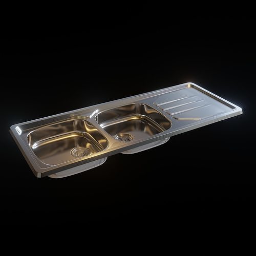 3D Replica Double Kitchen sink 002 Free 3D model