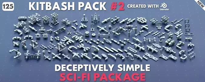 Sci-Fi Greeble Kitbash Pack 125 Models 