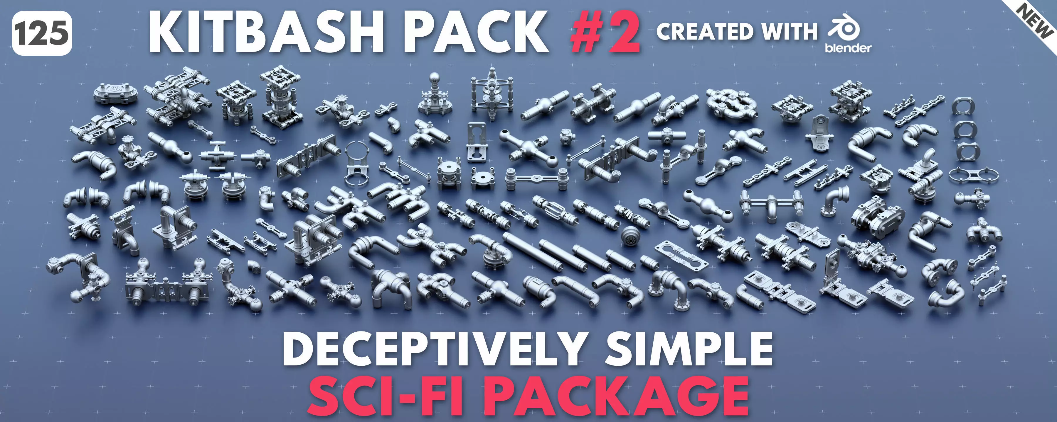 Sci-Fi Greeble Kitbash Pack 125 Models 3D model_0